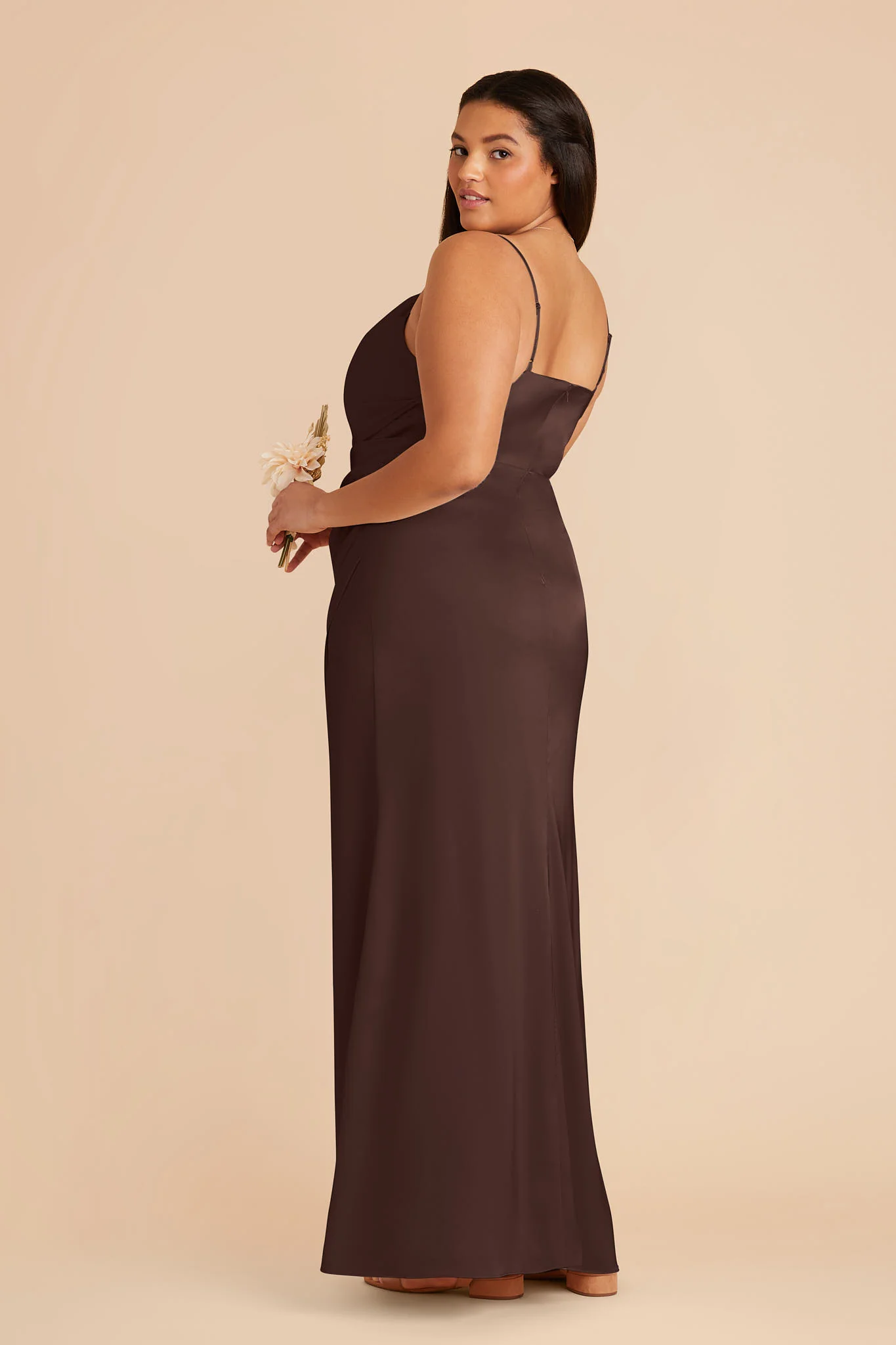 Lydia Matte Satin Dress - Espresso - Image 5