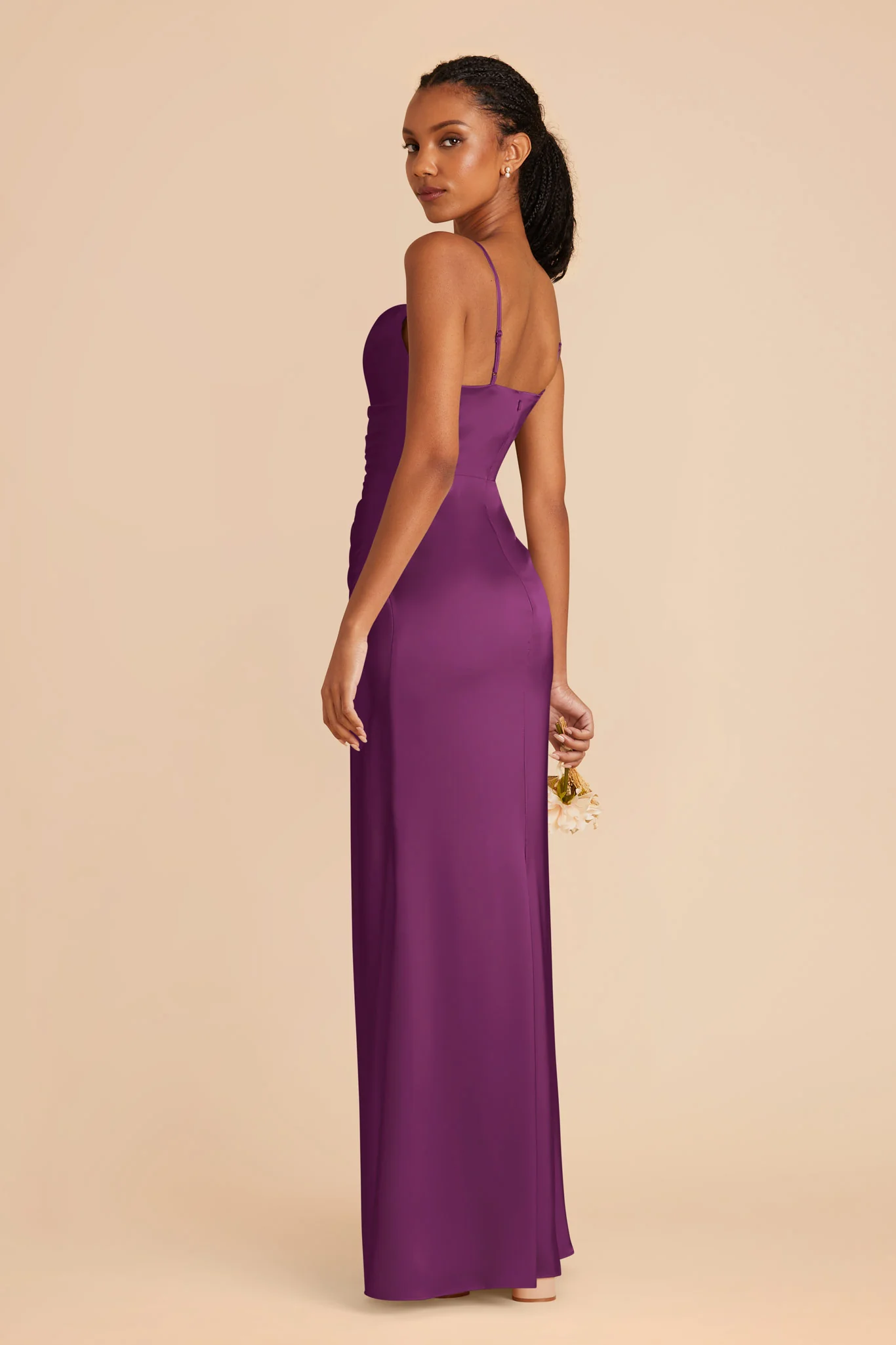 Lydia Matte Satin Dress - Fig - Image 4