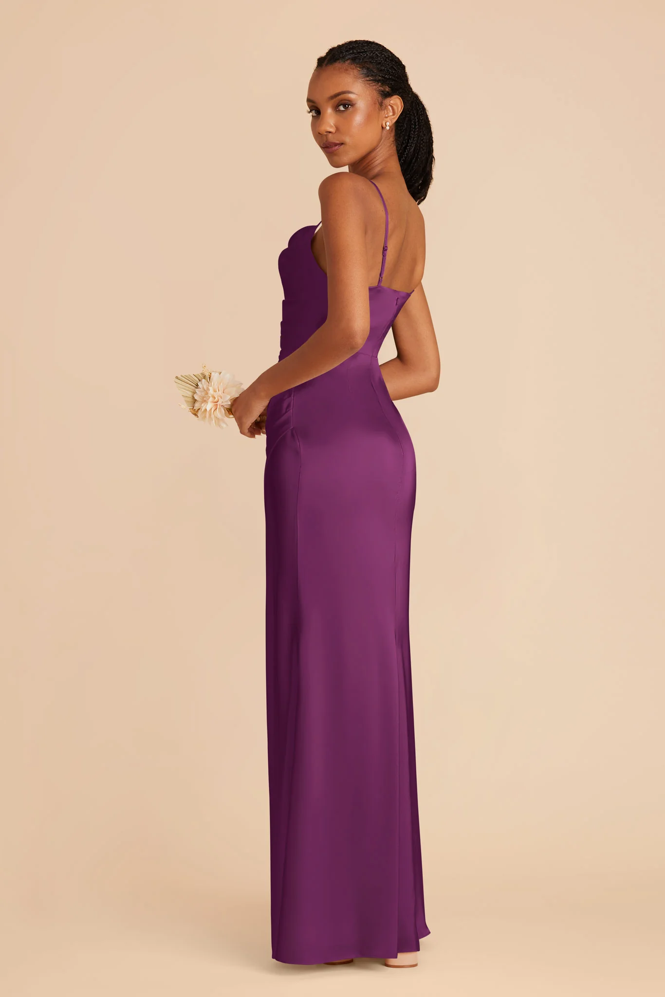 Lydia Matte Satin Dress - Fig - Image 5