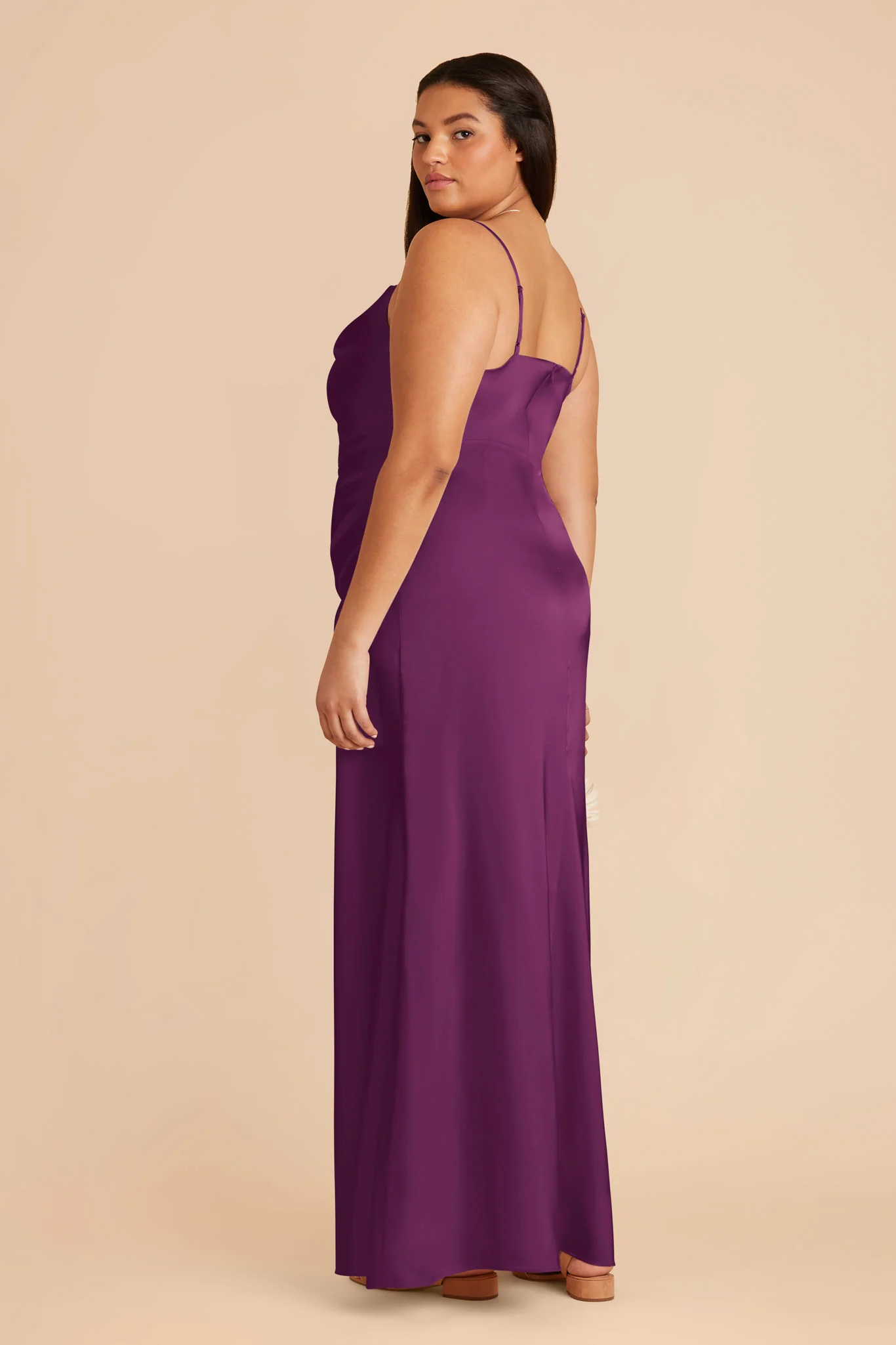 Lydia Matte Satin Dress - Fig - Image 7