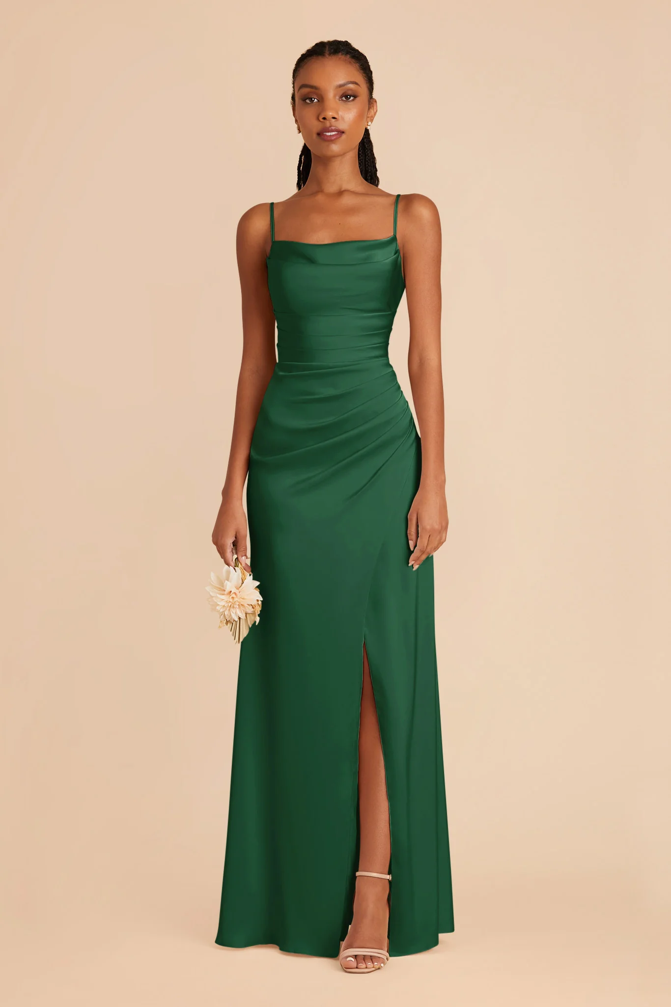Lydia Matte Satin Dress - Forest Green