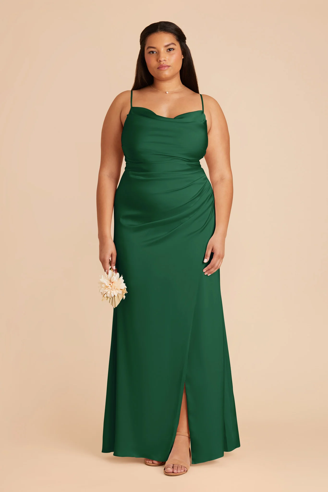 Lydia Matte Satin Dress - Forest Green - Image 2