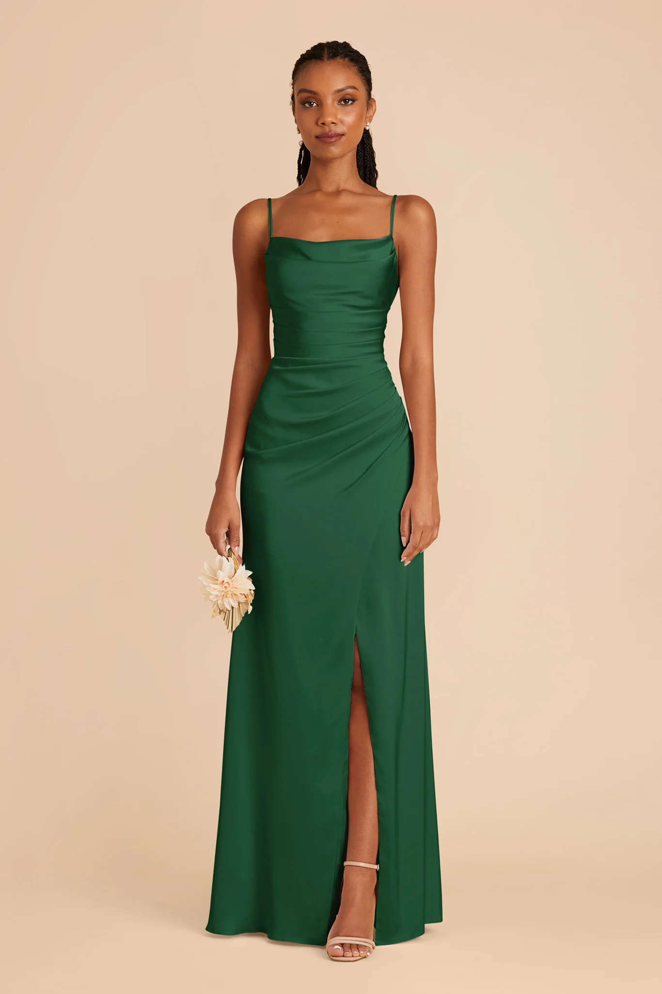 Lydia Matte Satin Dress - Forest Green - Image 3