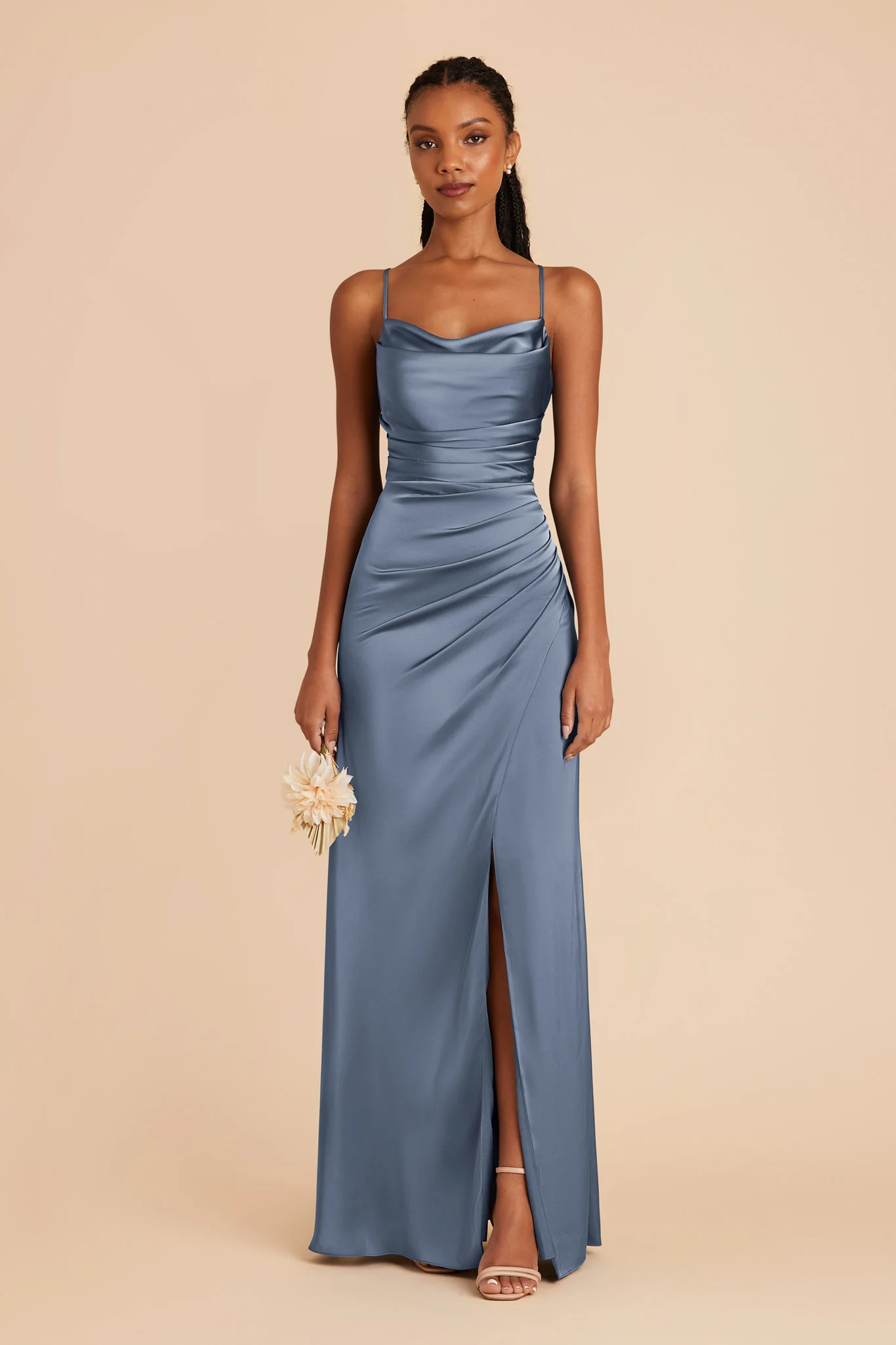 Lydia Matte Satin Dress - French Blue - Image 4