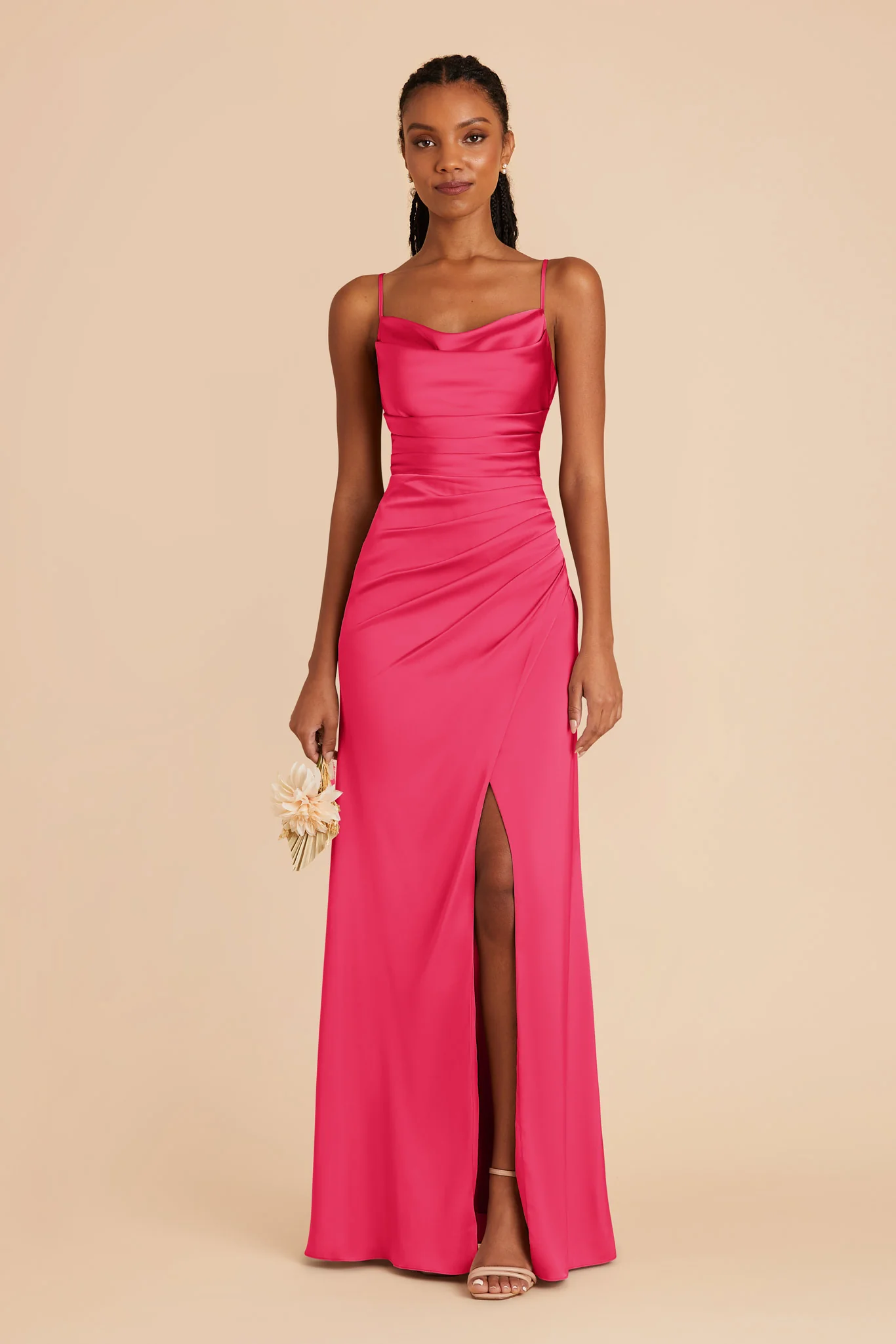 Lydia Matte Satin Dress - Fuchsia - Image 3