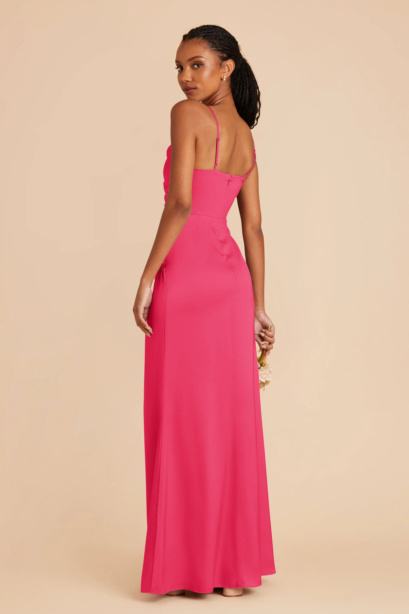 Lydia Matte Satin Dress - Fuchsia - Image 4