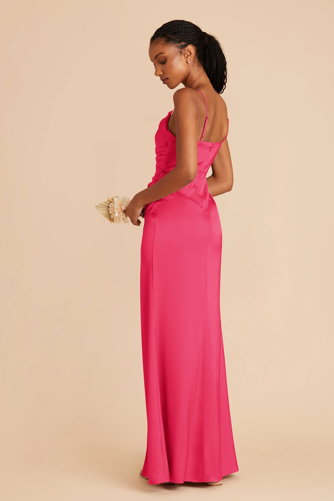 Lydia Matte Satin Dress - Fuchsia - Image 5