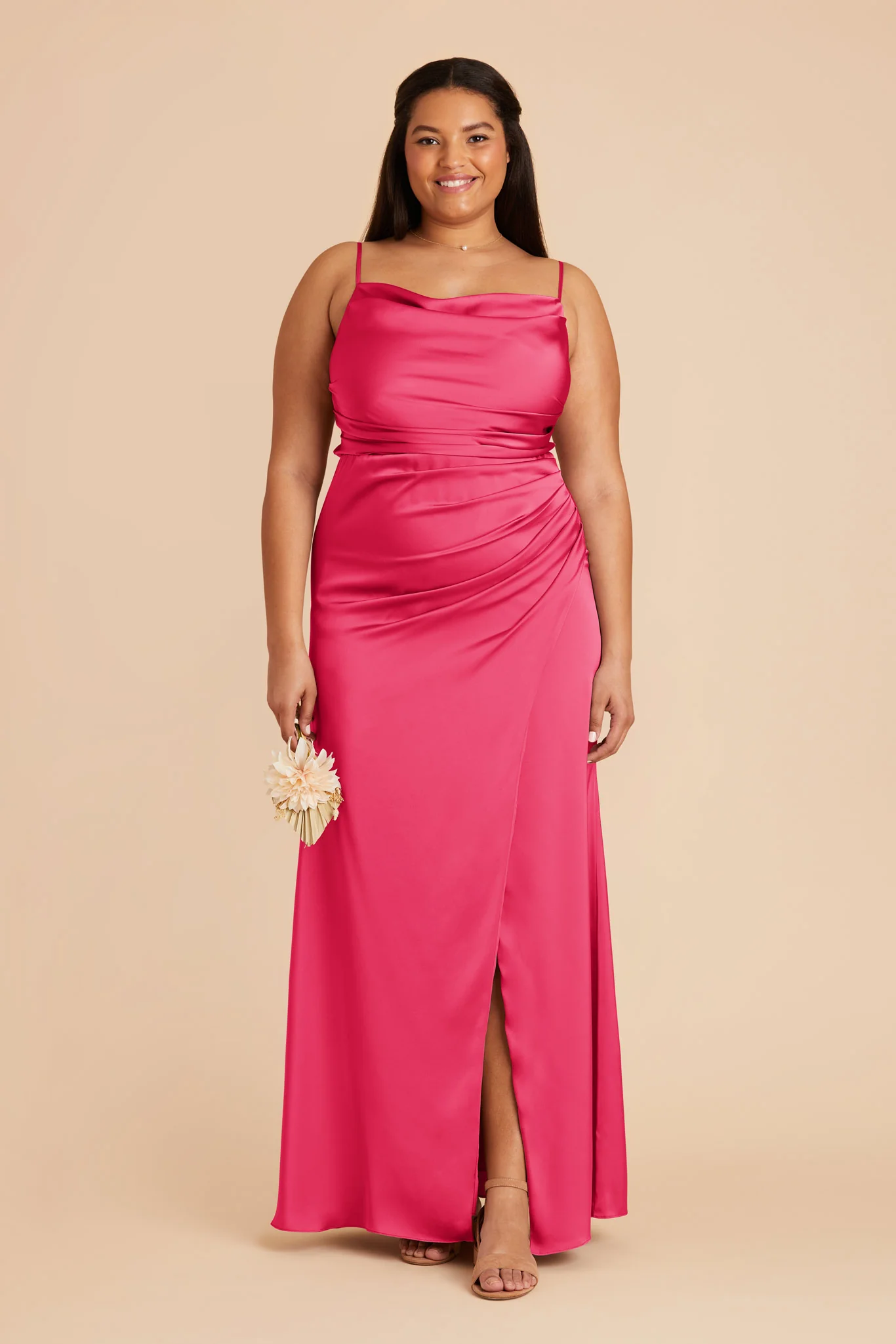 Lydia Matte Satin Dress - Fuchsia - Image 7