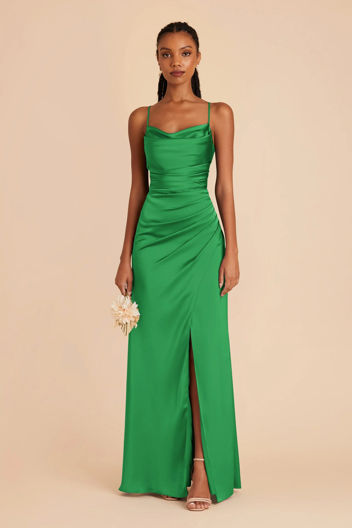 Lydia Matte Satin Dress - Kelly Green