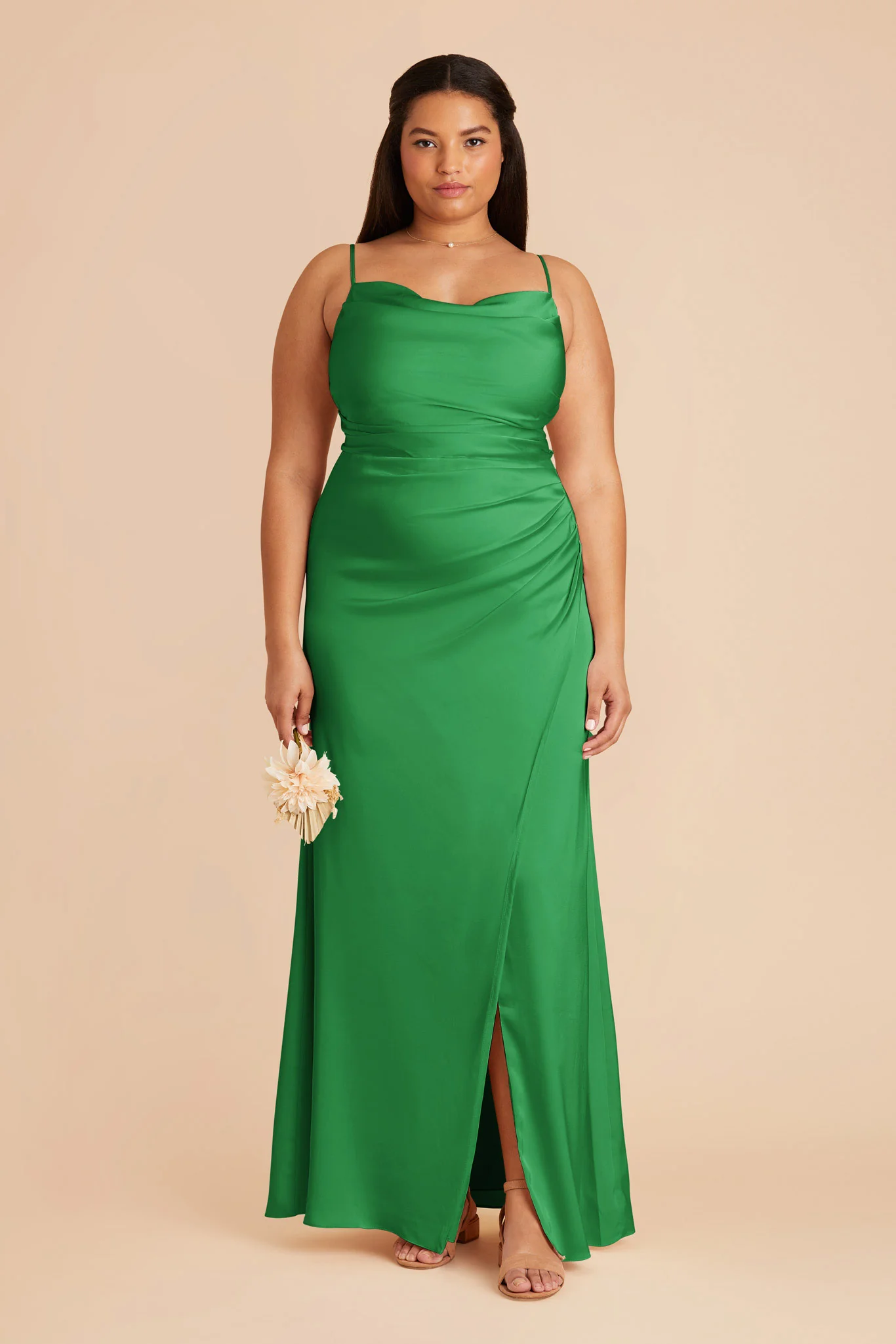 Lydia Matte Satin Dress - Kelly Green - Image 2