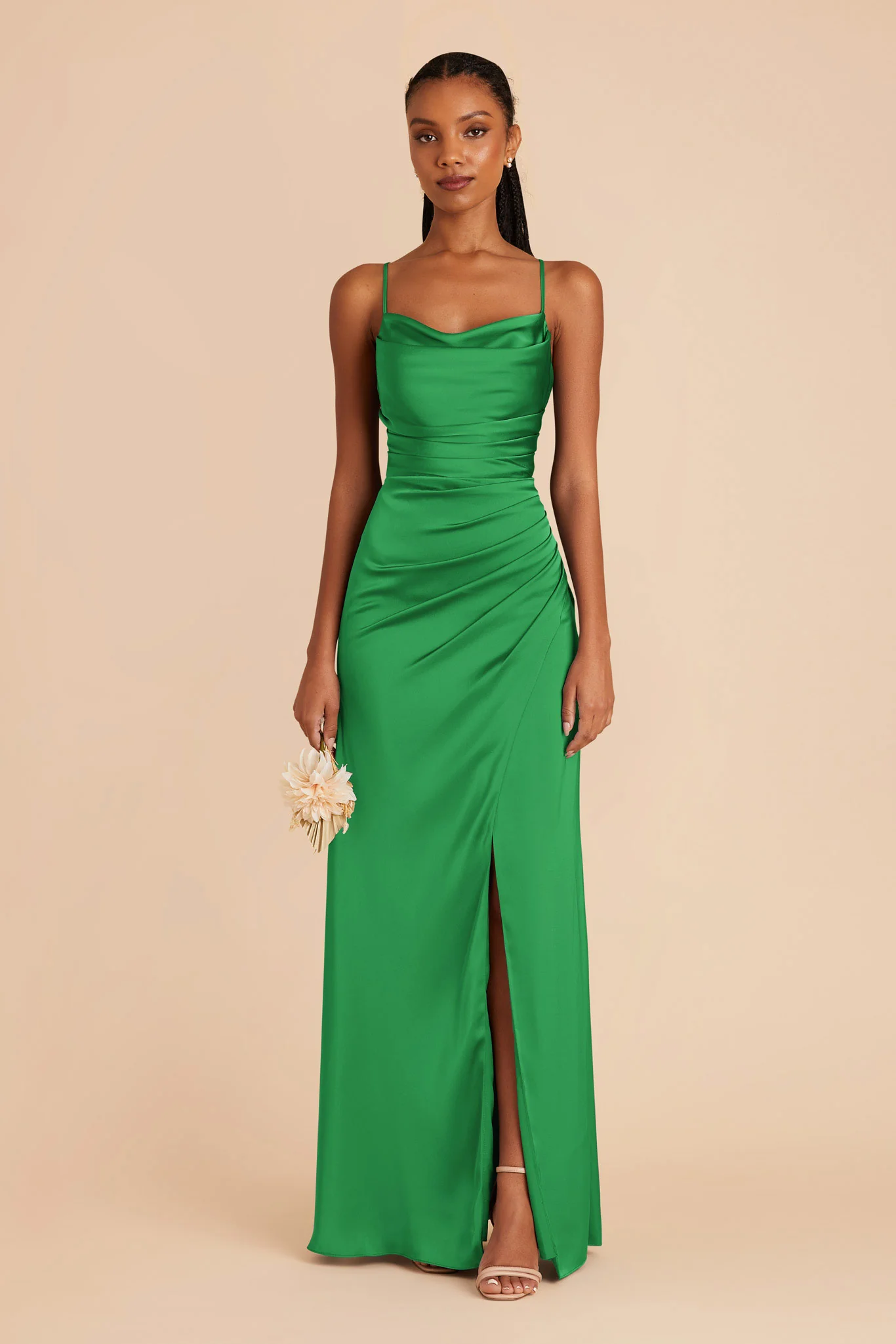 Lydia Matte Satin Dress - Kelly Green - Image 3