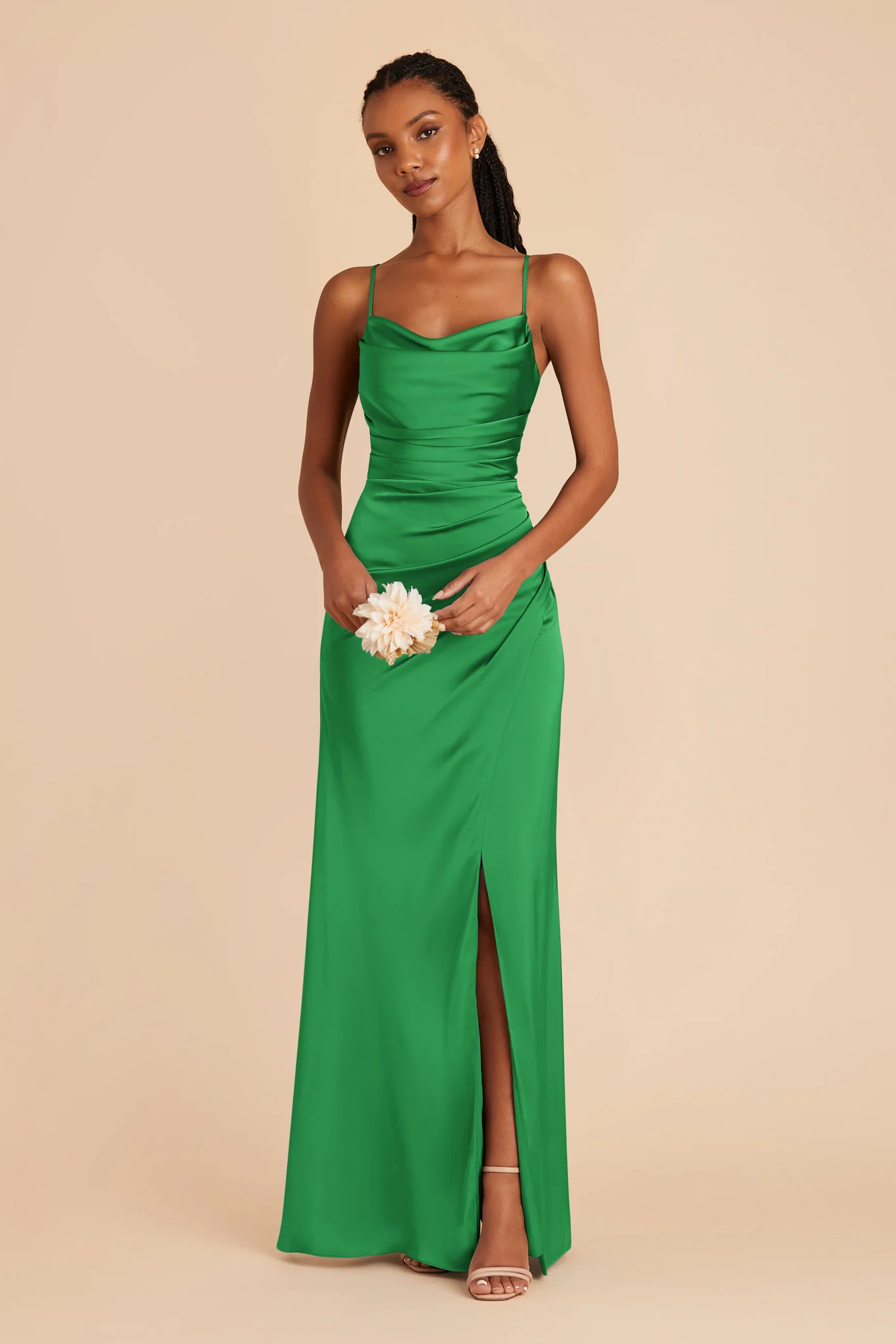 Lydia Matte Satin Dress - Kelly Green - Image 4