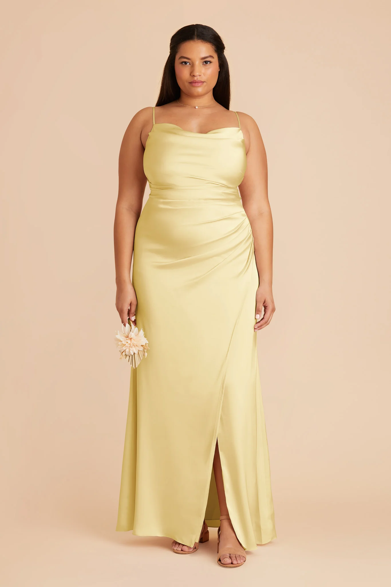 Lydia Matte Satin Dress - Lemon Sorbet - Image 2