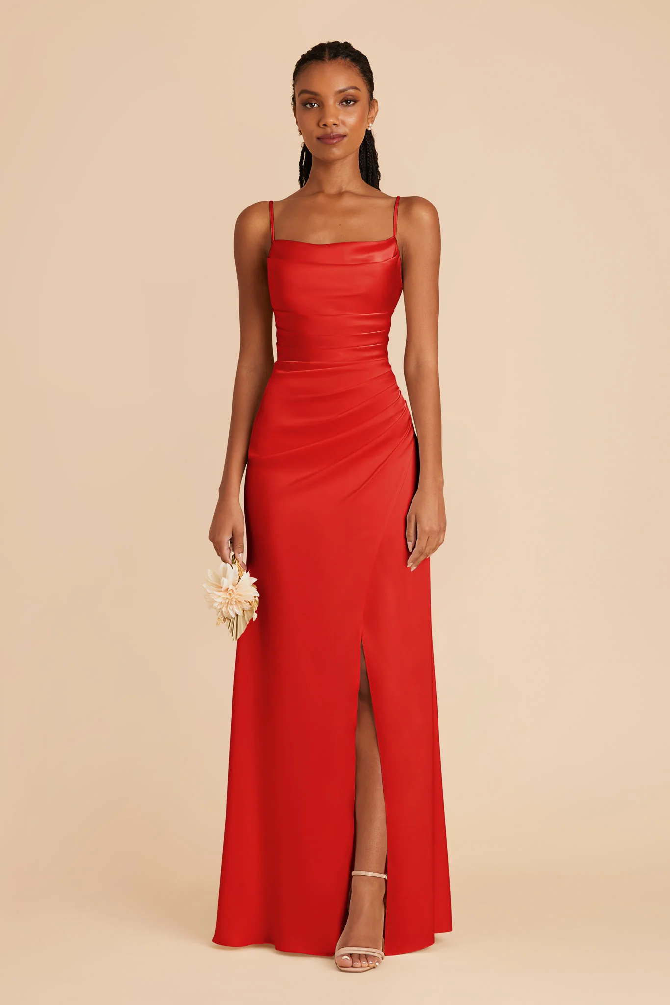 Lydia Matte Satin Dress - Lipstick Red - Image 2