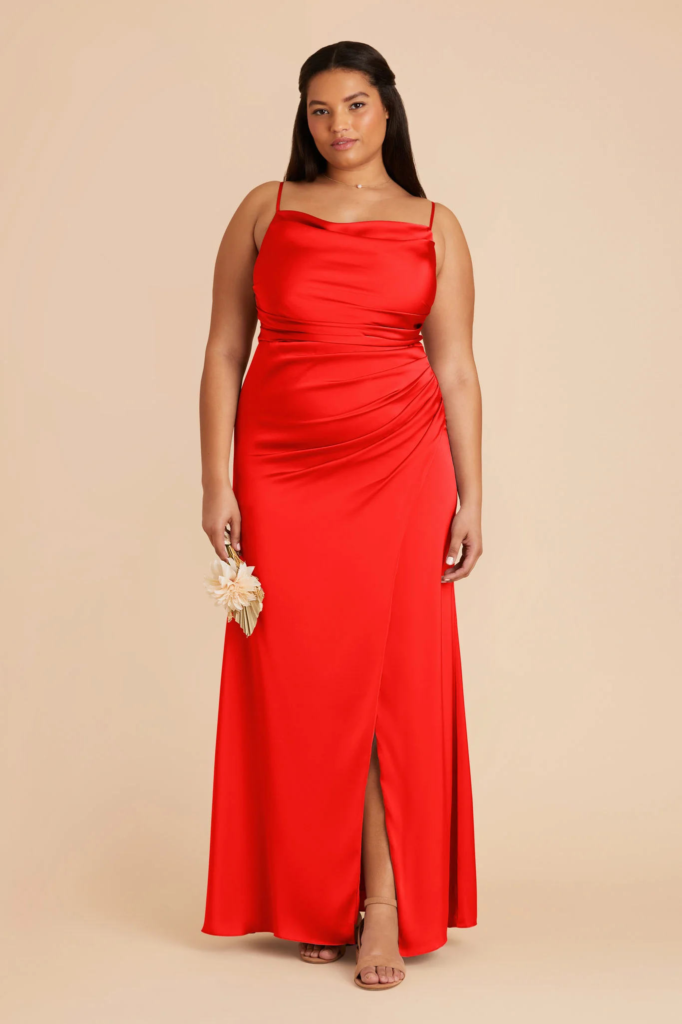 Lydia Matte Satin Dress - Lipstick Red - Image 9