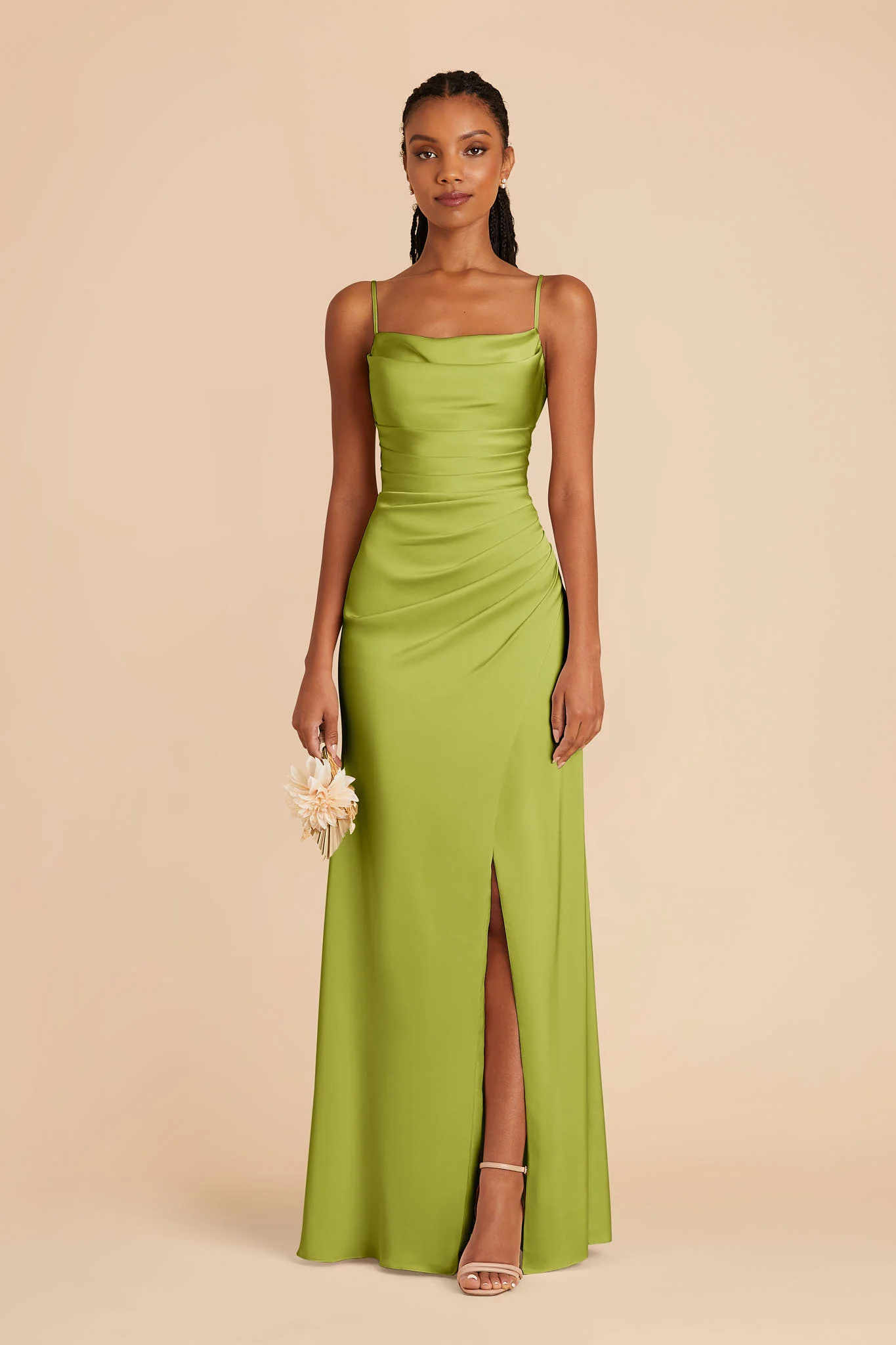 Lydia Matte Satin Dress - Matcha