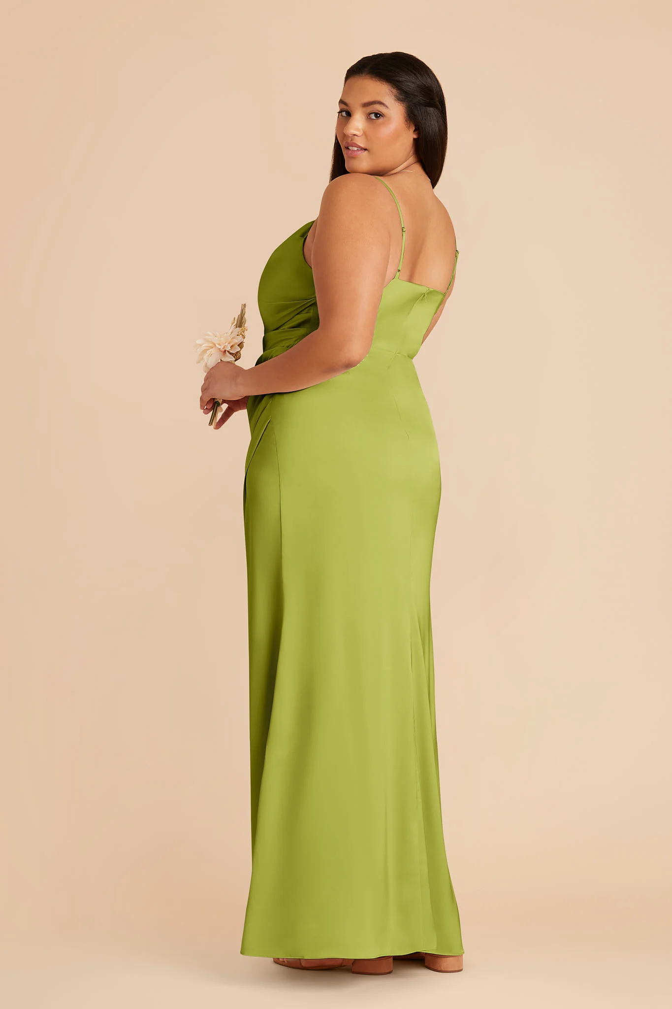 Lydia Matte Satin Dress - Matcha - Image 5