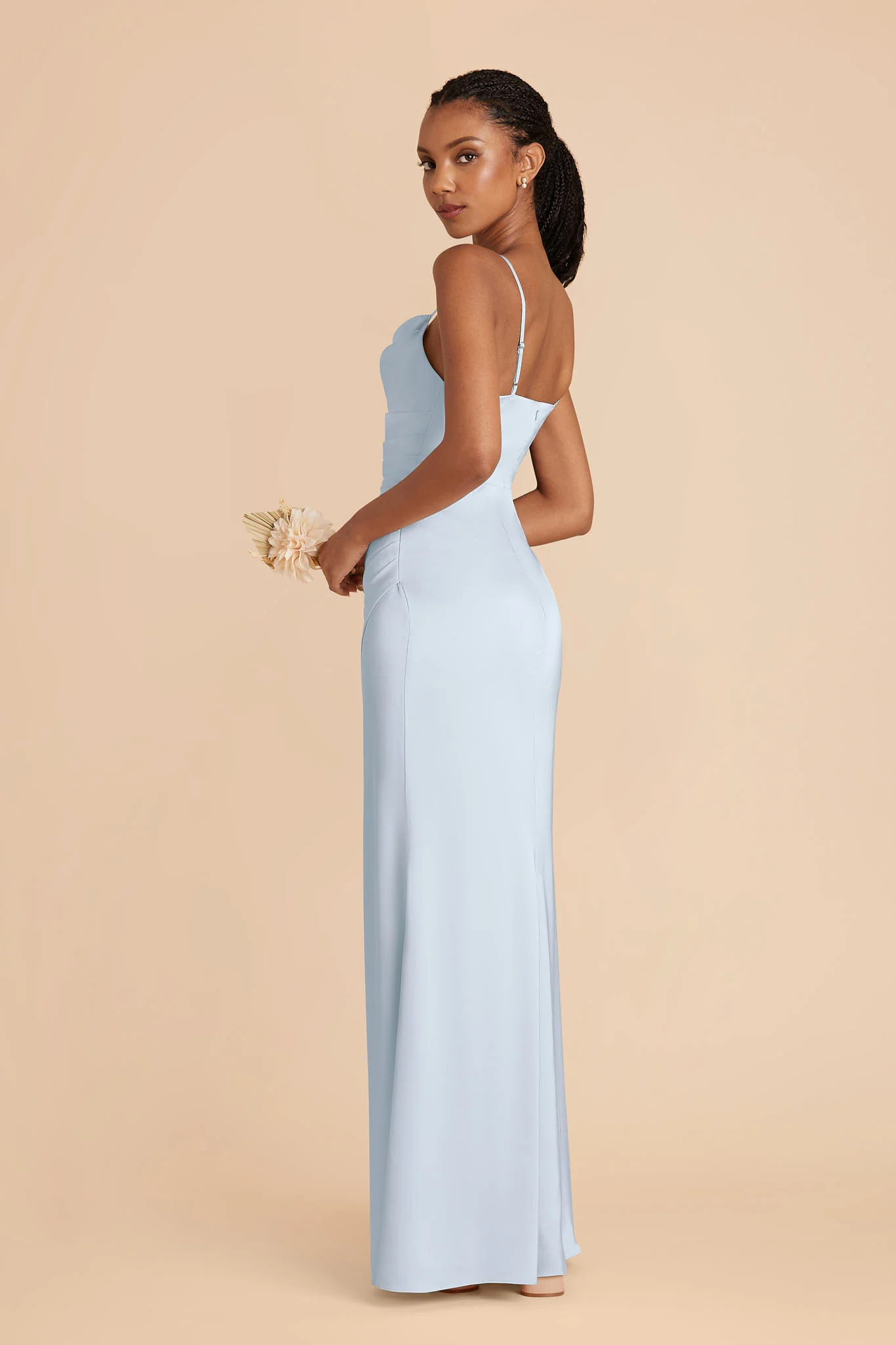 Lydia Matte Satin Dress - Mist Blue - Image 4