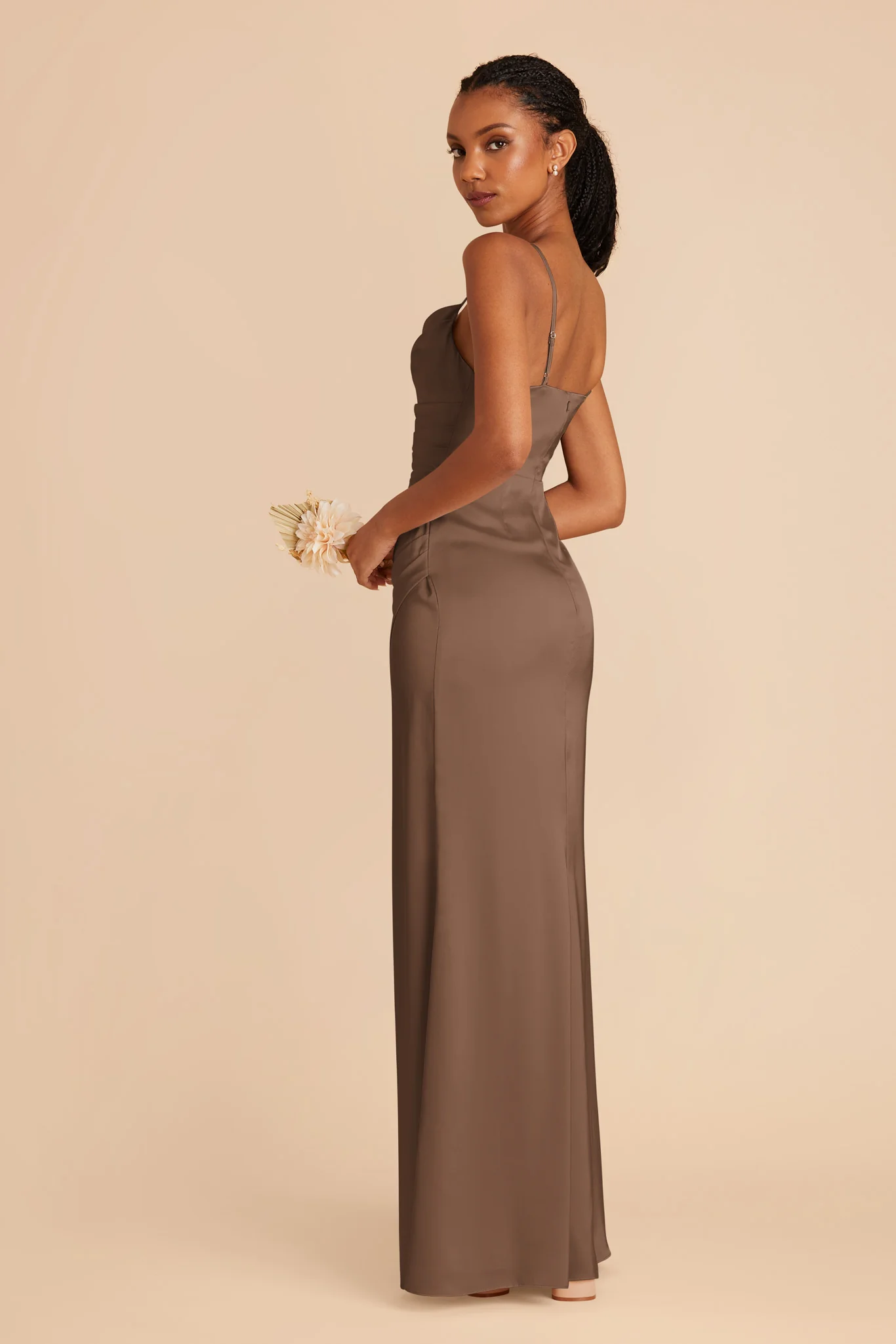 Lydia Matte Satin Dress - Mocha - Image 4