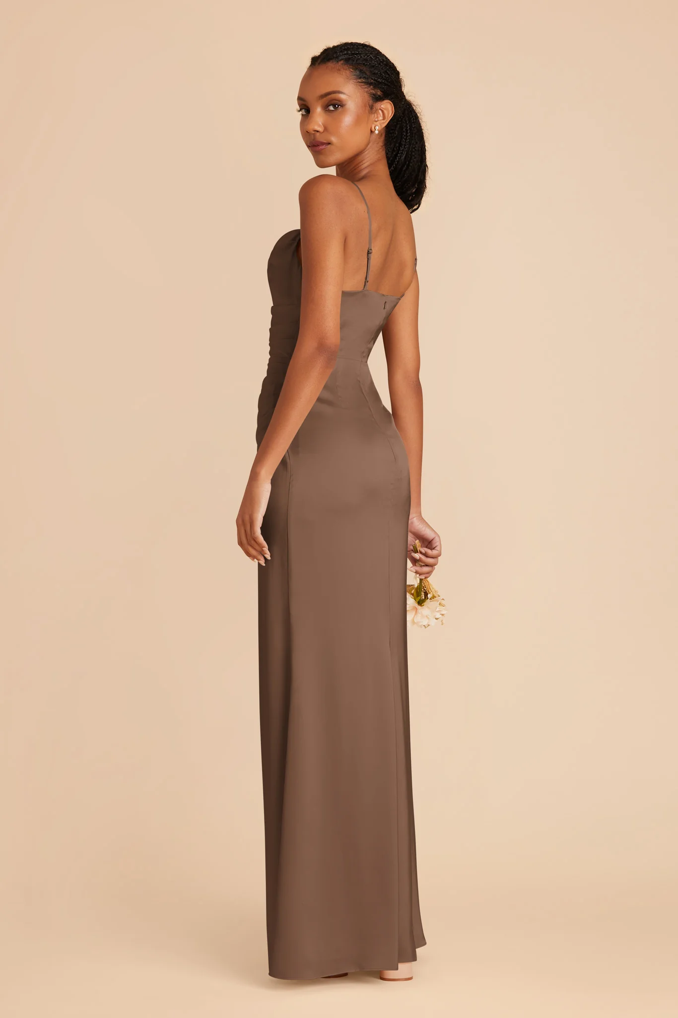 Lydia Matte Satin Dress - Mocha - Image 5