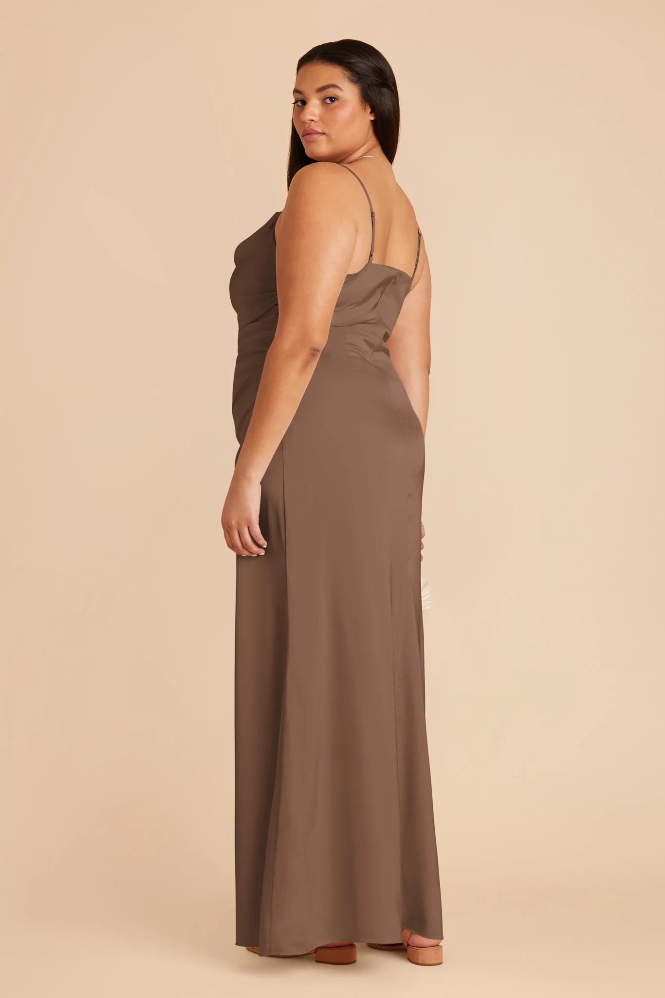 Lydia Matte Satin Dress - Mocha - Image 7