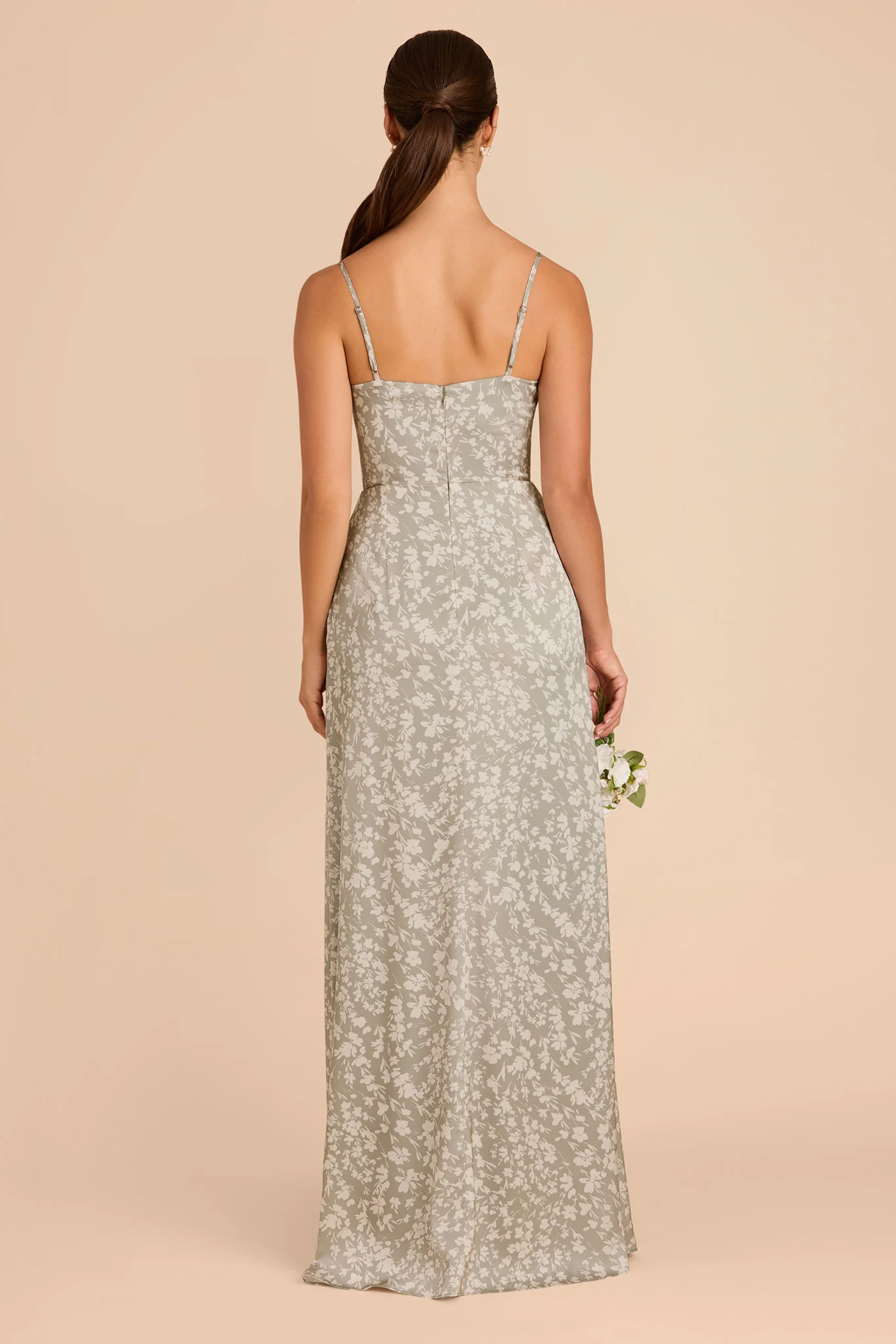 Lydia Matte Satin Dress - Moss Green Dreamy Floral - Image 4