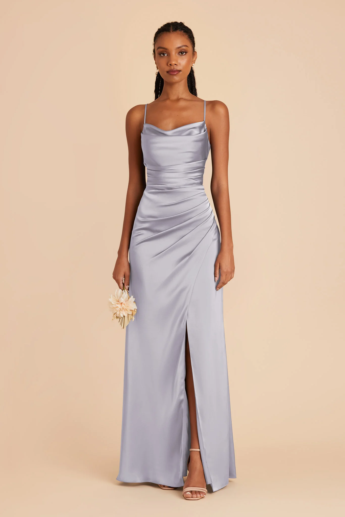 Lydia Matte Satin Dress - Periwinkle Blue - Image 3