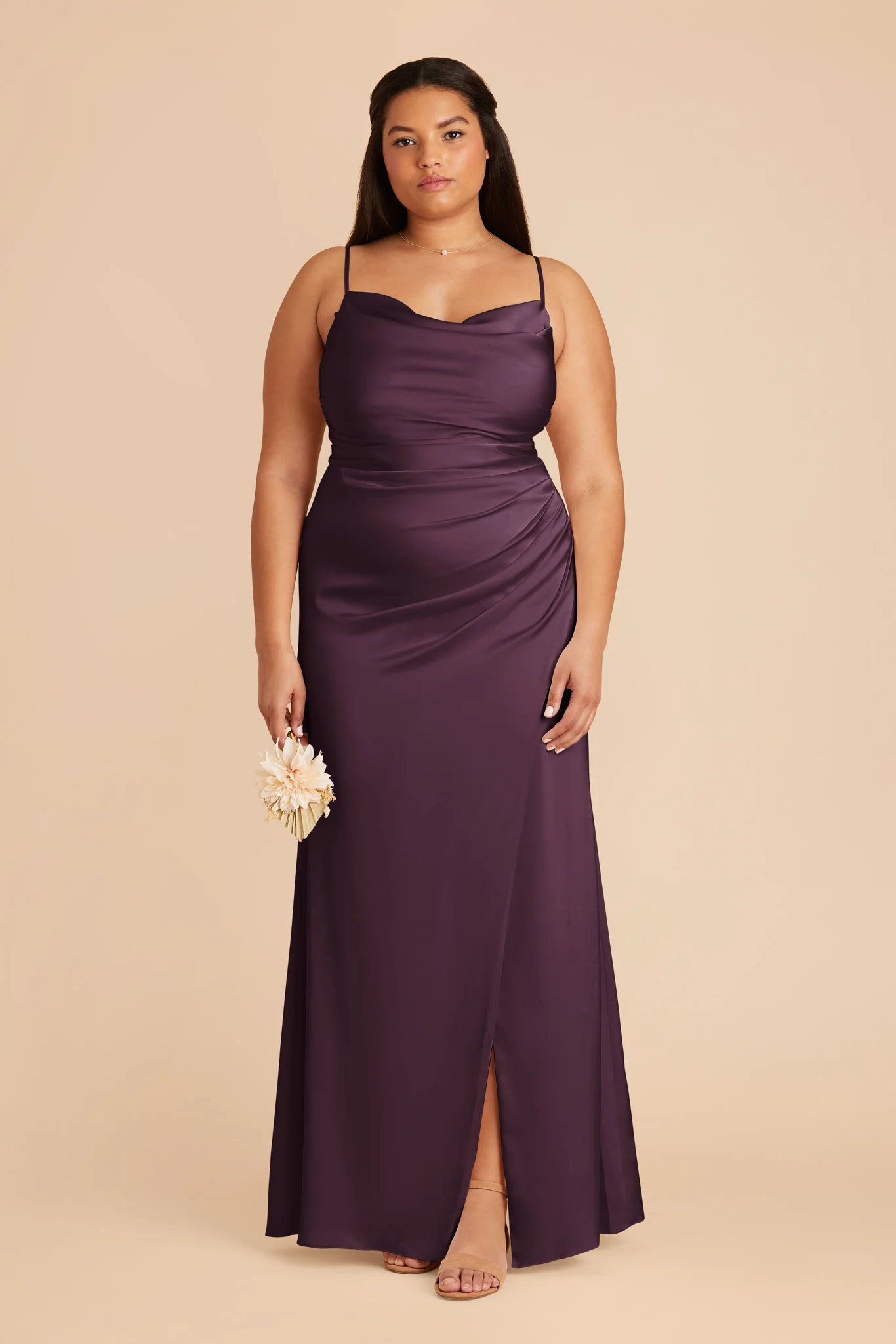 Lydia Matte Satin Dress - Plum - Image 2