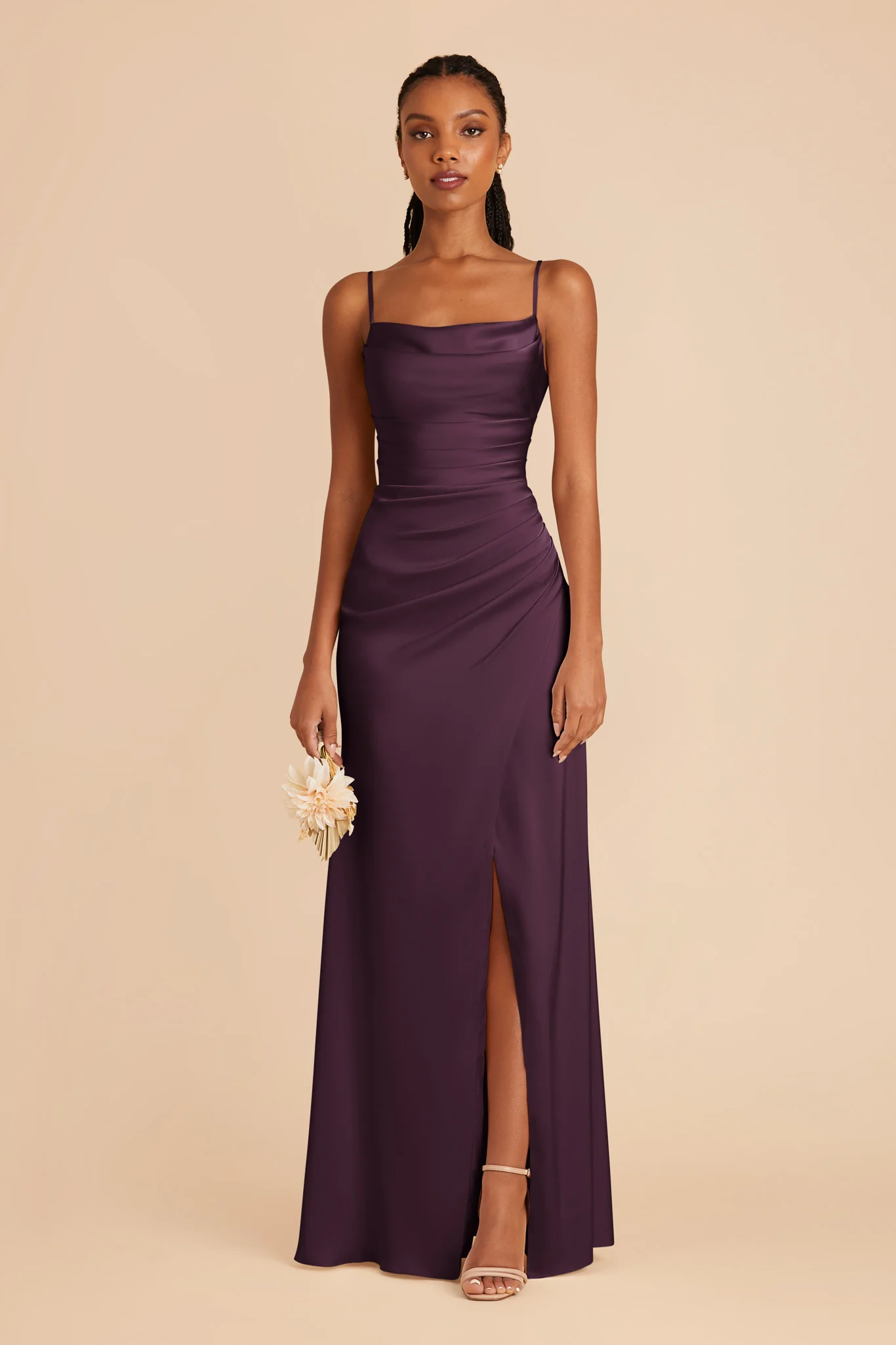 Lydia Matte Satin Dress - Plum - Image 3