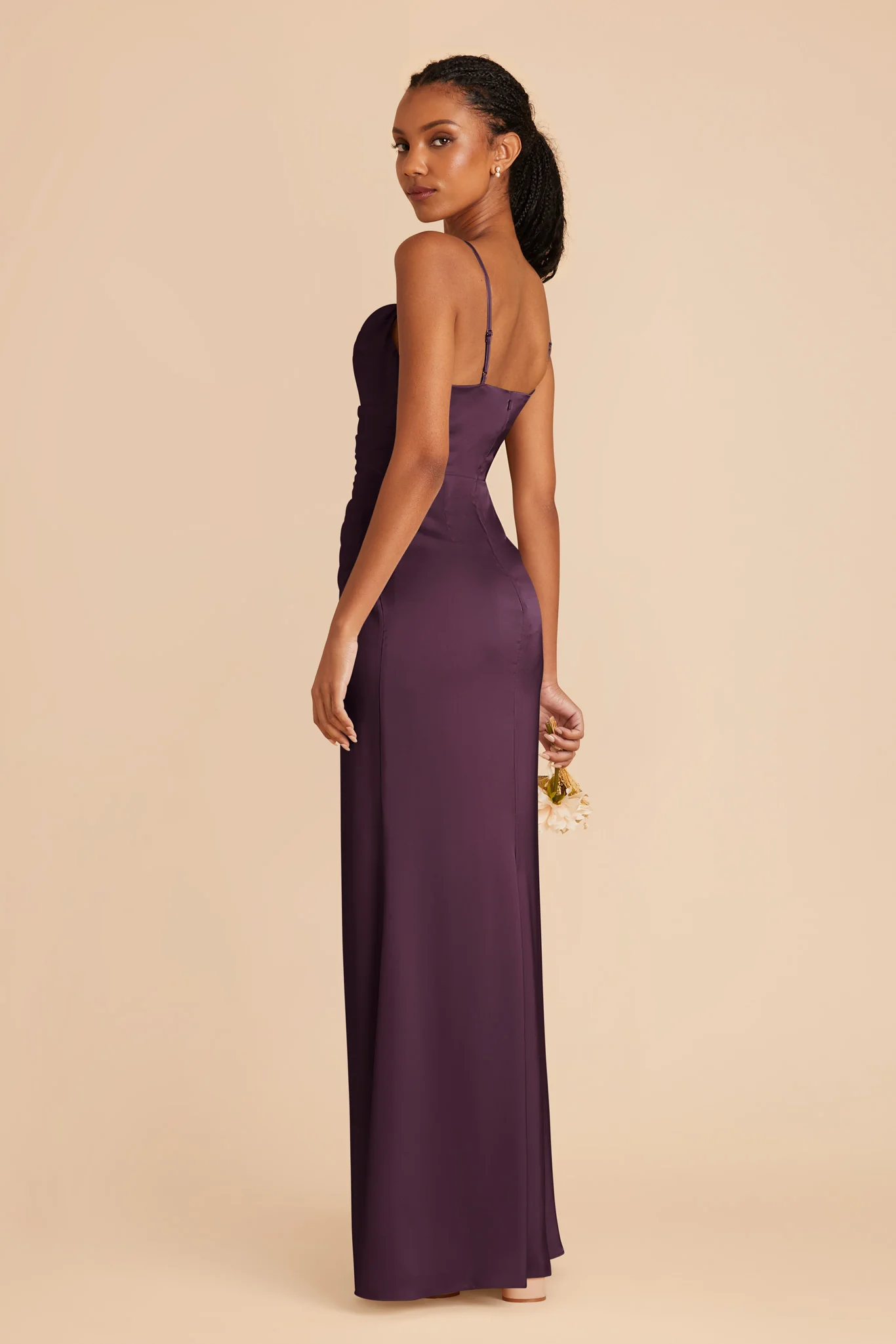 Lydia Matte Satin Dress - Plum - Image 4