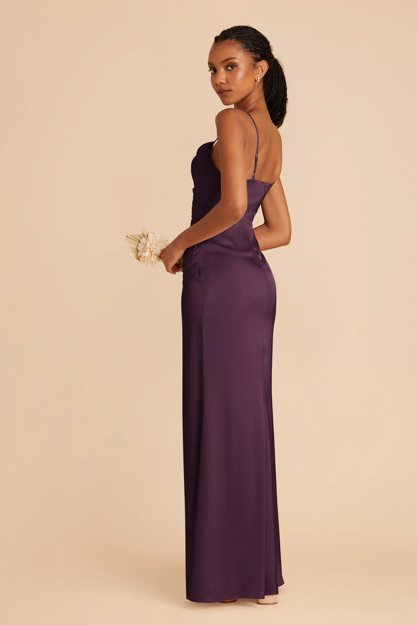Lydia Matte Satin Dress - Plum - Image 5