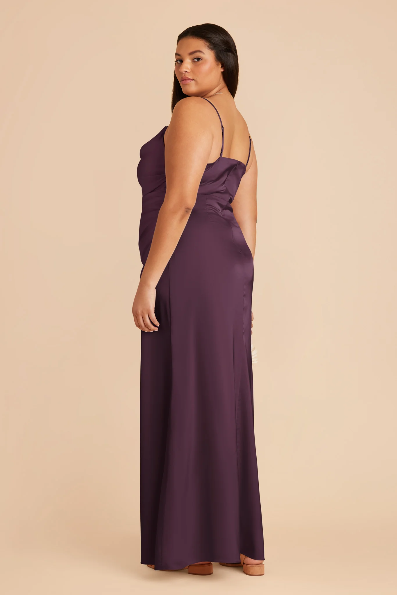 Lydia Matte Satin Dress - Plum - Image 7