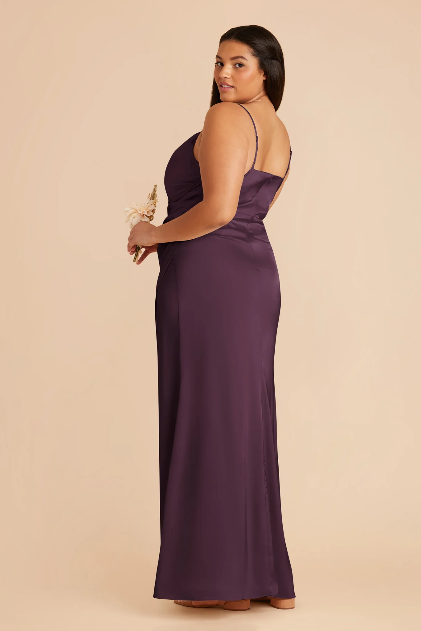 Lydia Matte Satin Dress - Plum - Image 8