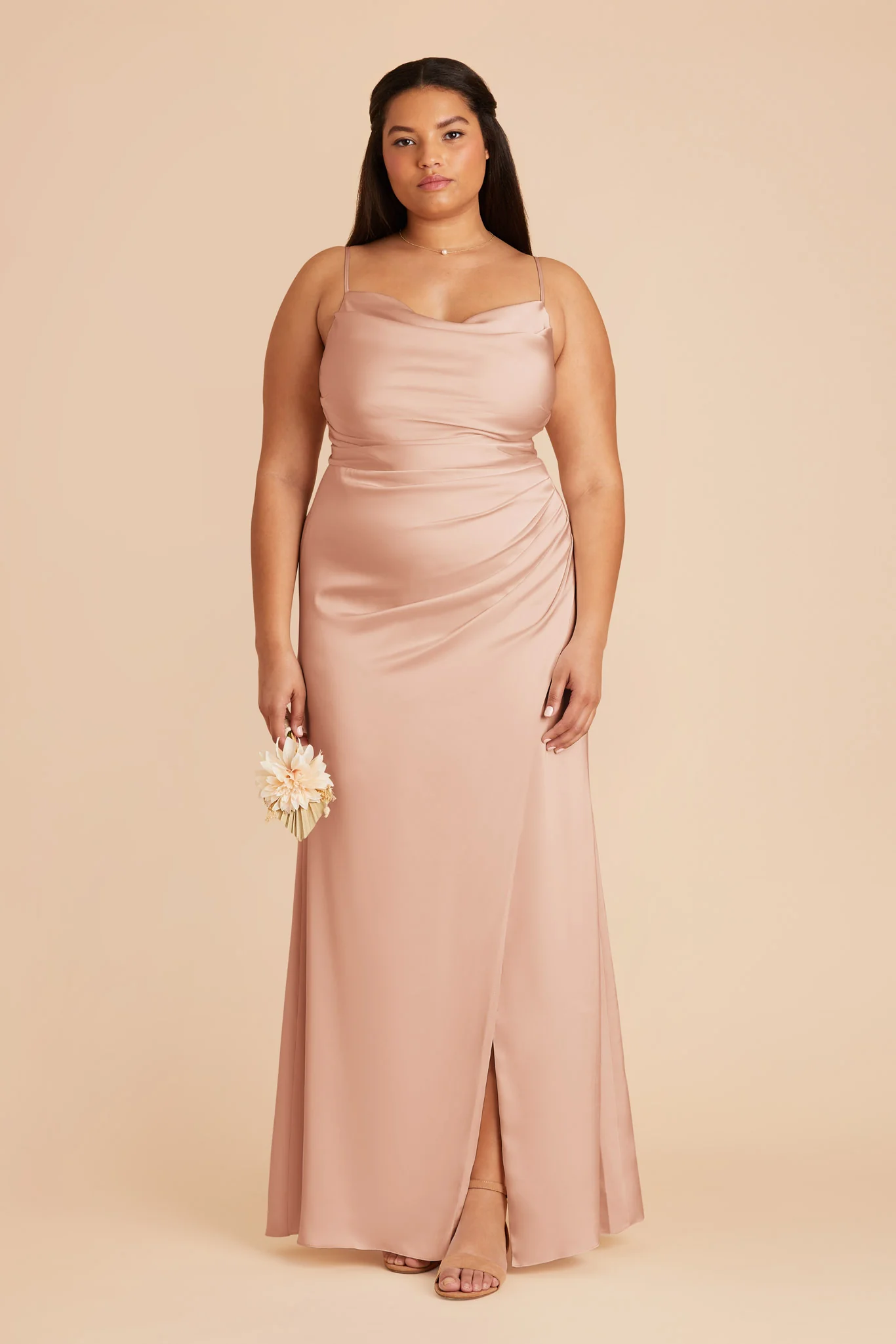 Lydia Matte Satin Dress - Rose Gold - Image 2