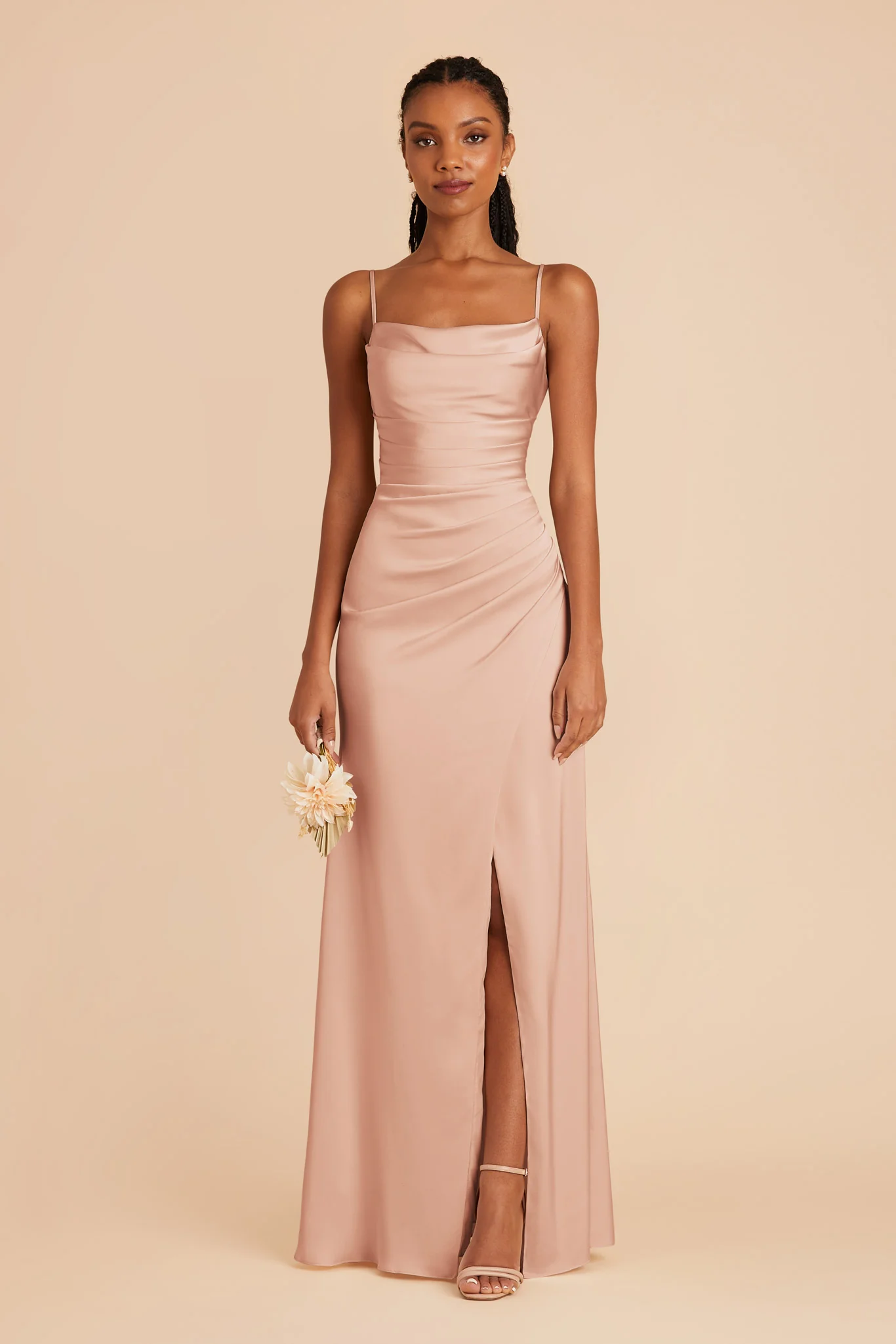 Lydia Matte Satin Dress - Rose Gold - Image 3