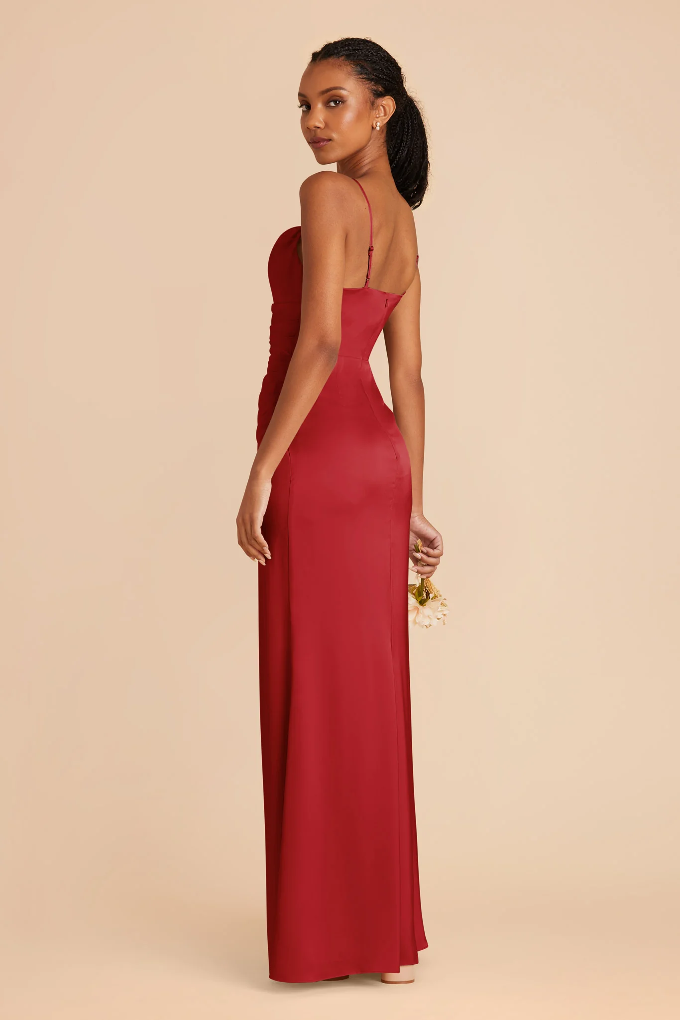 Lydia Matte Satin Dress - Ruby Red - Image 3