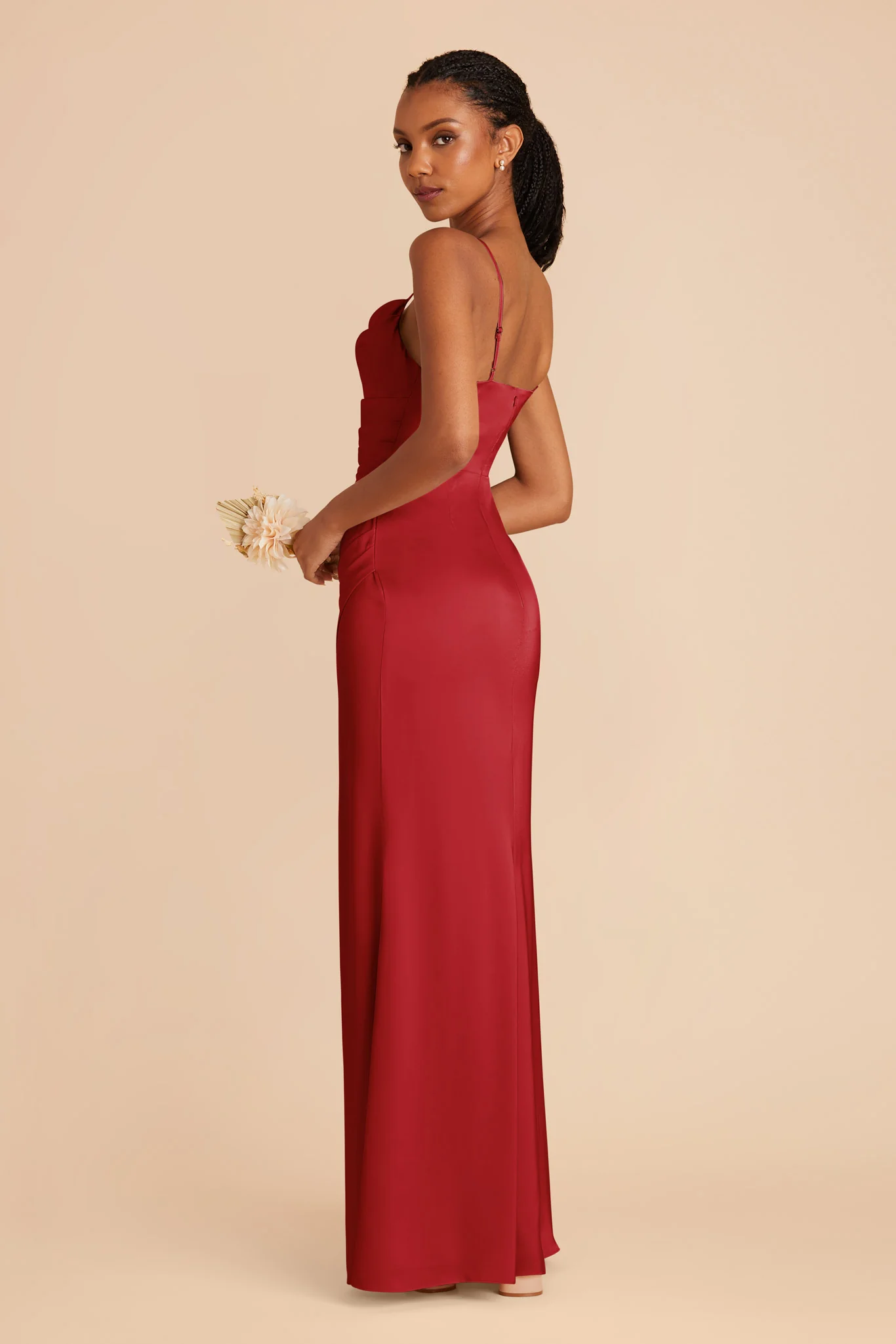Lydia Matte Satin Dress - Ruby Red - Image 4