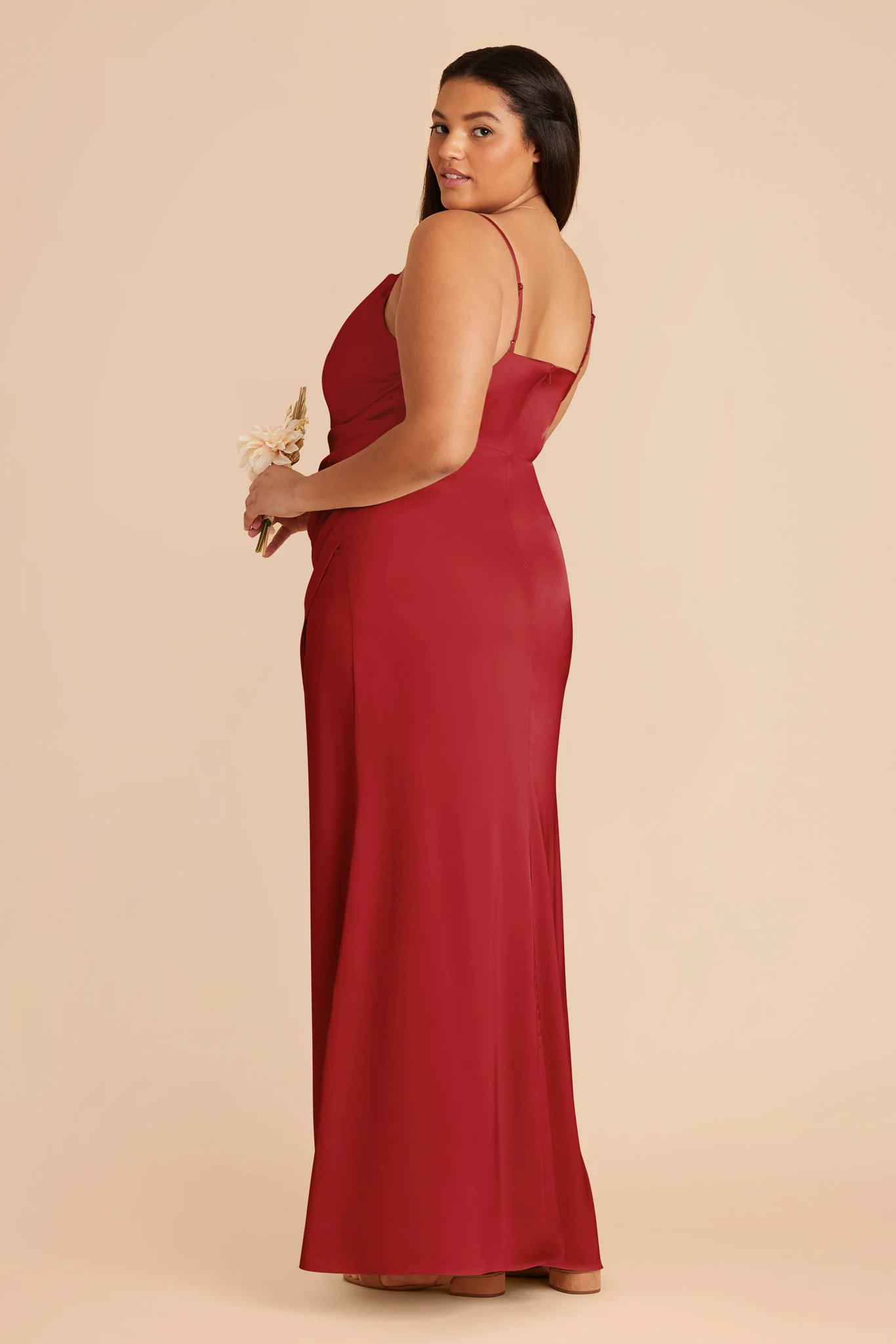 Lydia Matte Satin Dress - Ruby Red - Image 8