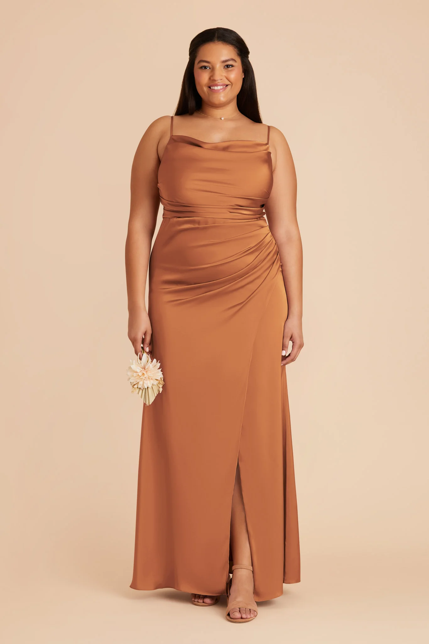 Lydia Matte Satin Dress - Rust - Image 2