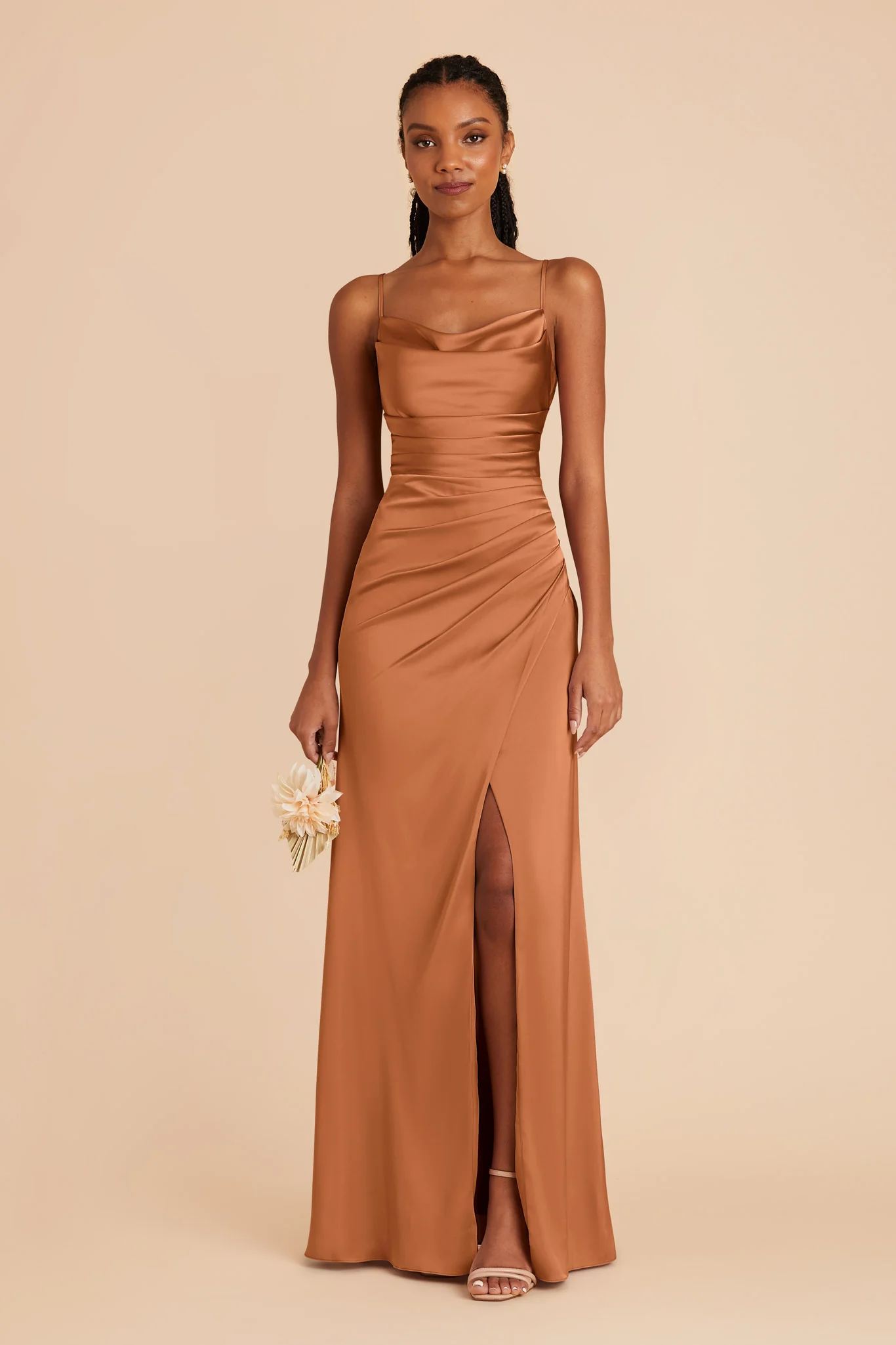 Lydia Matte Satin Dress - Rust - Image 3