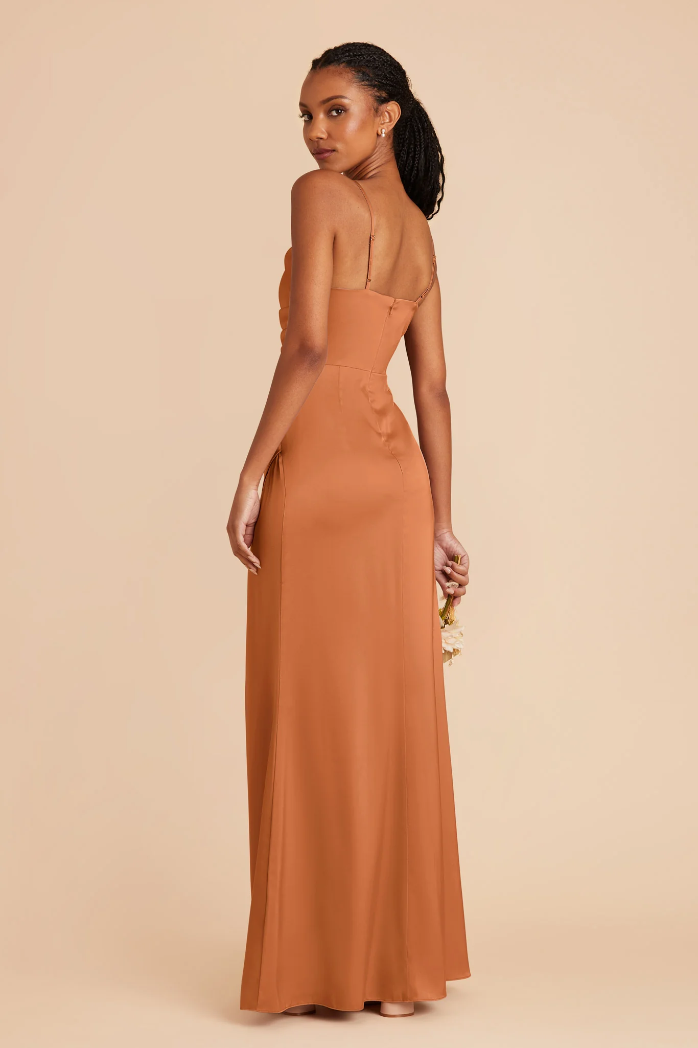 Lydia Matte Satin Dress - Rust - Image 4