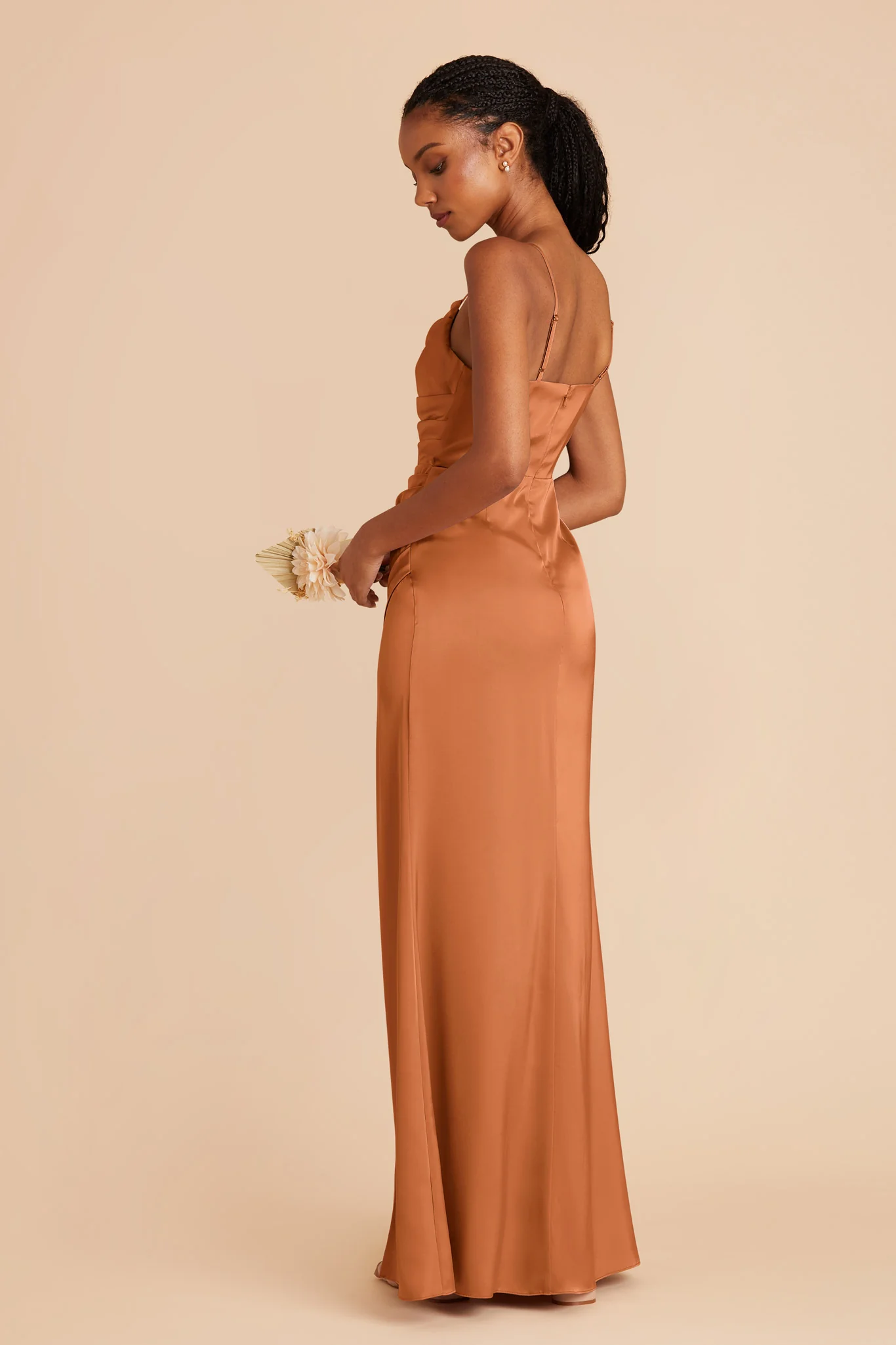 Lydia Matte Satin Dress - Rust - Image 5