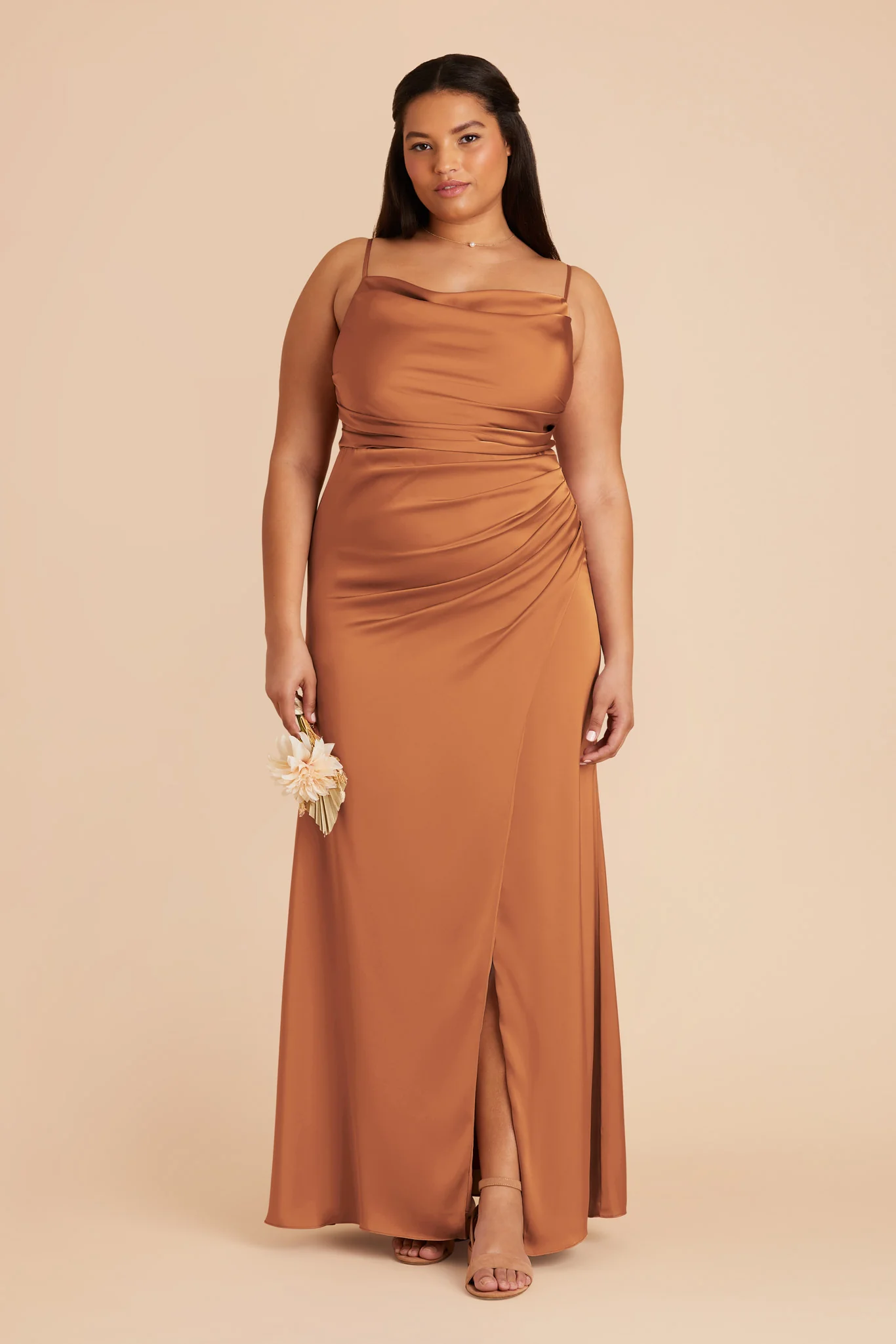 Lydia Matte Satin Dress - Rust - Image 7