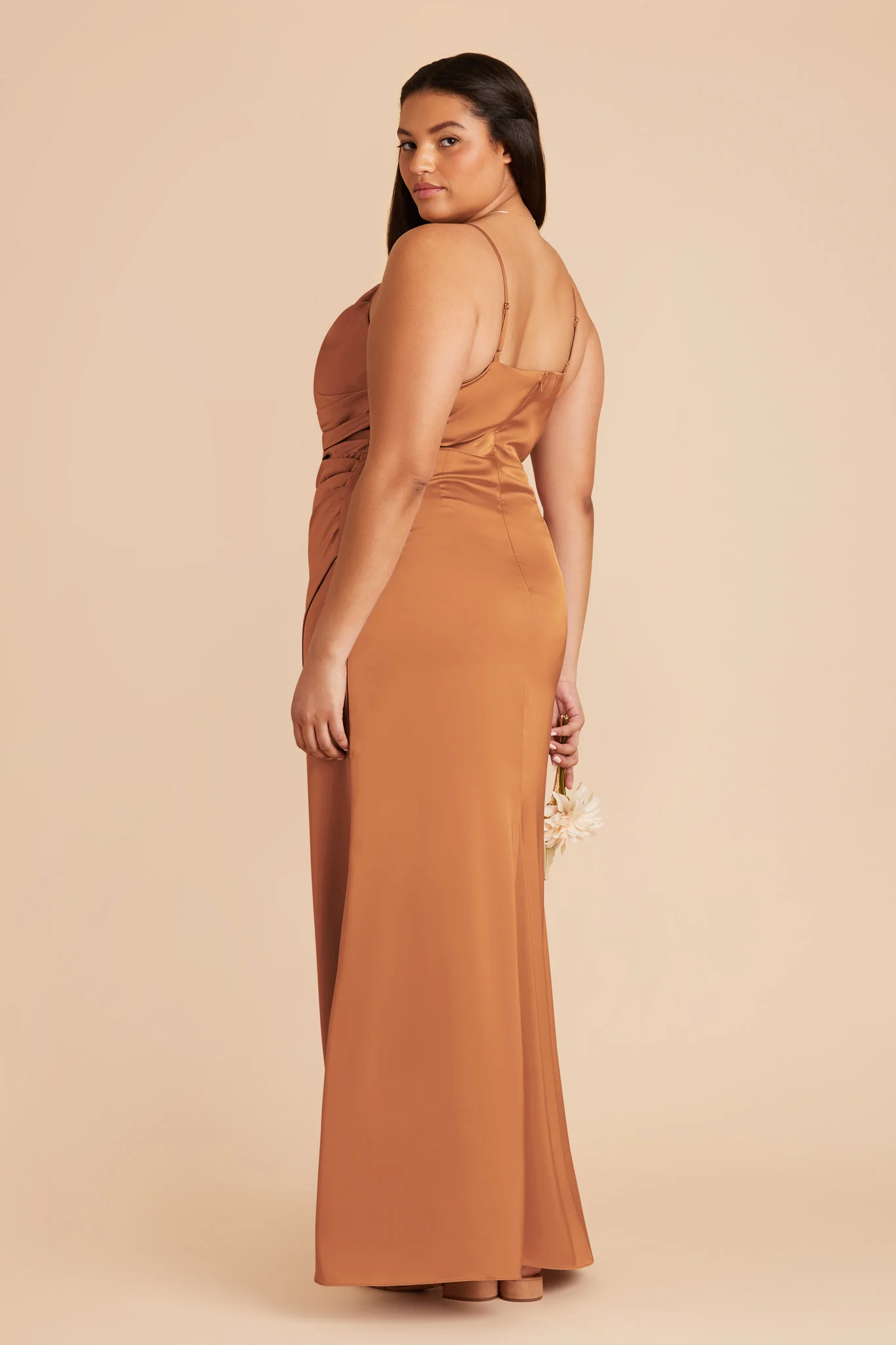 Lydia Matte Satin Dress - Rust - Image 8