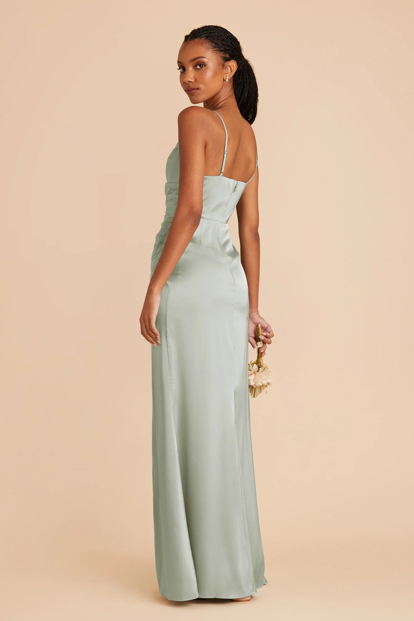 Lydia Matte Satin Dress - Sage - Image 5