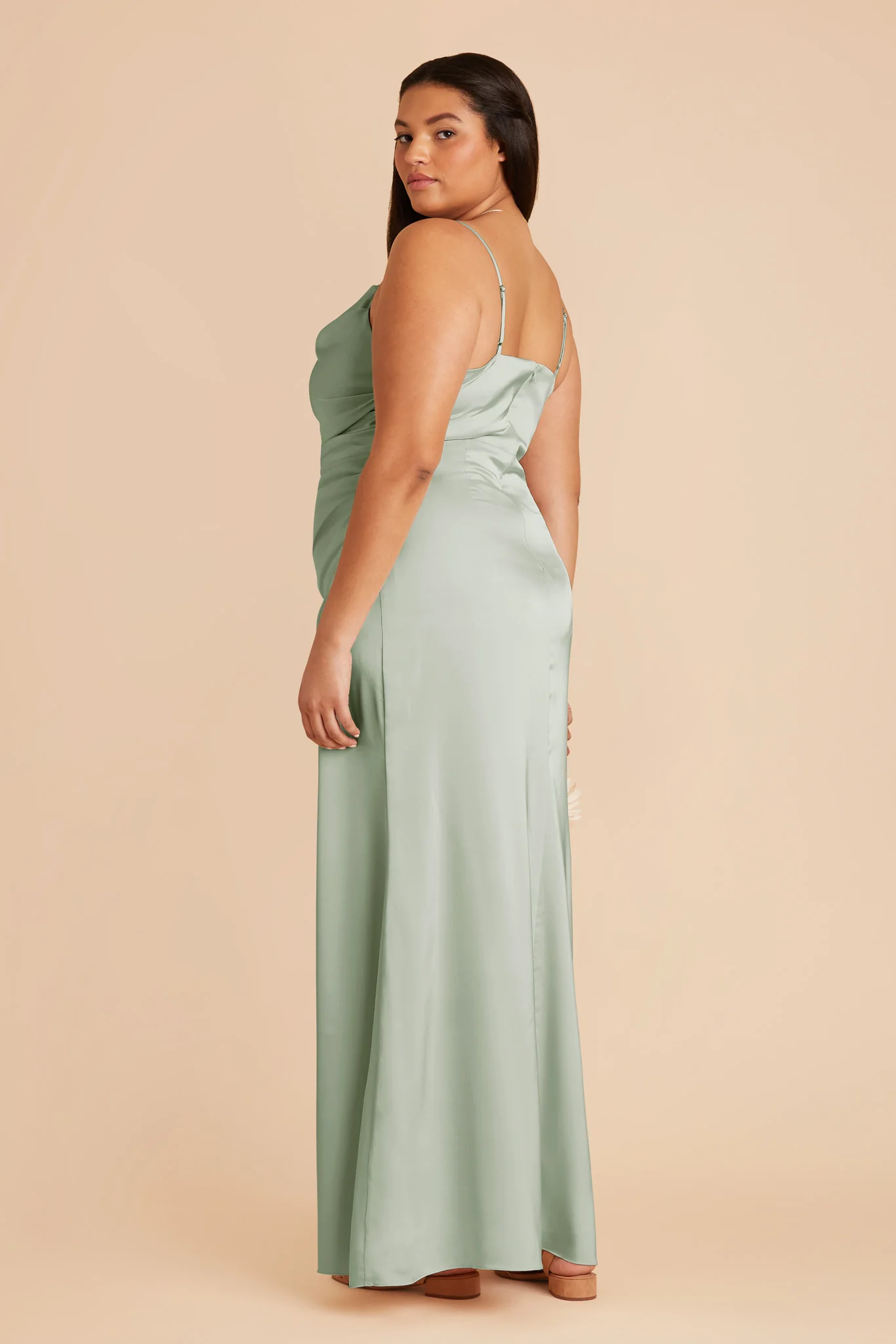 Lydia Matte Satin Dress - Sage - Image 9