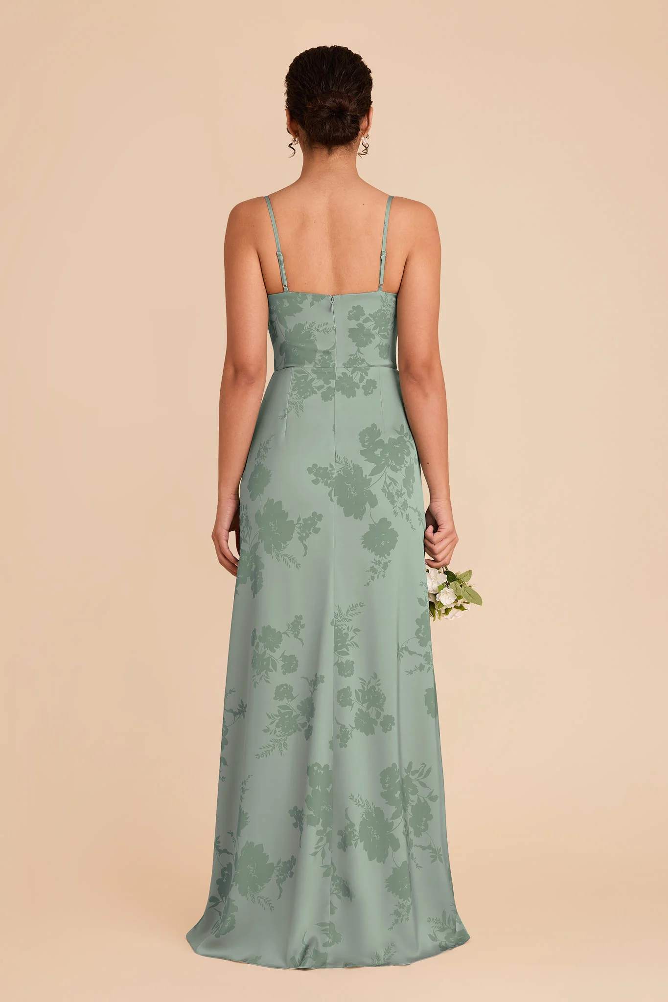 Lydia Matte Satin Dress - Sage Whimsical Blooms - Image 4