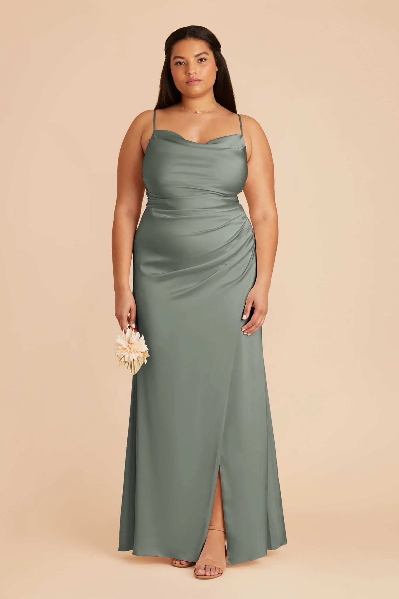 Lydia Matte Satin Dress - Sea Glass - Image 7