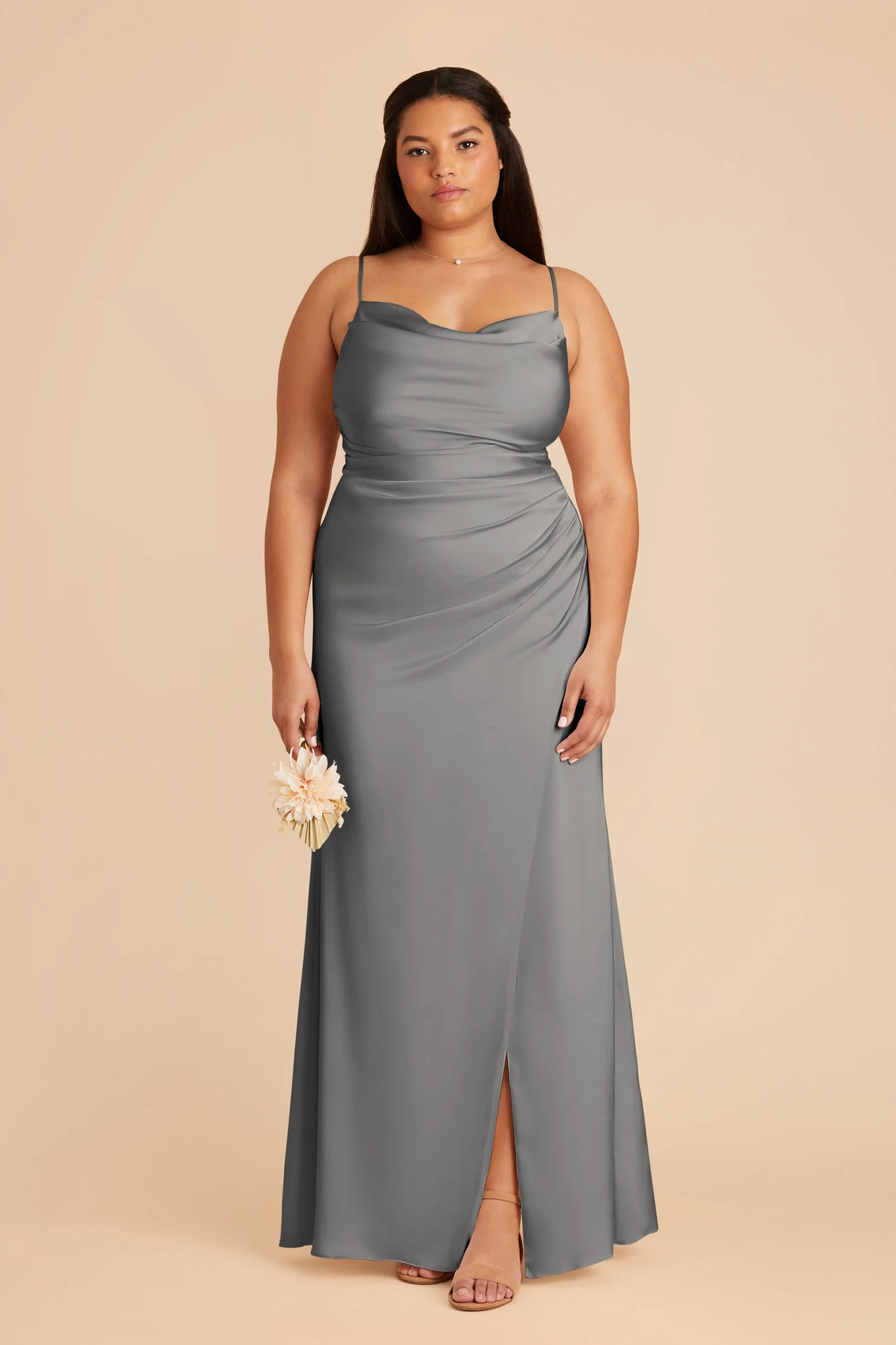 Lydia Matte Satin Dress - Silver - Image 2