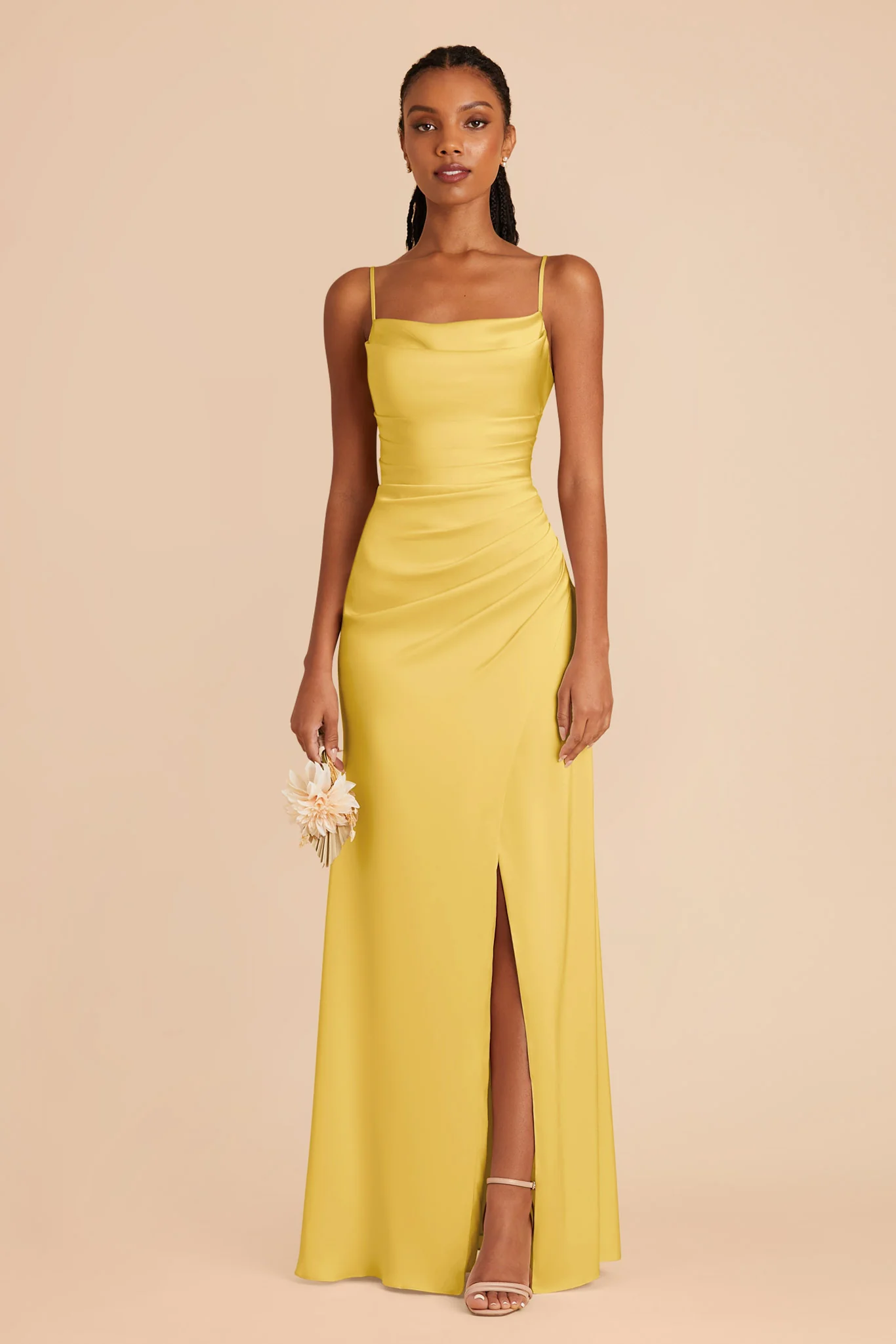 Lydia Matte Satin Dress - Sunflower Yellow